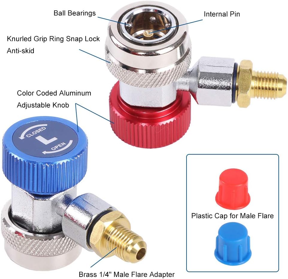 JIFETOR R134A AC Quick Coupler Can Tap Valve HVAC Recharge Kit 5 JIFETOR R134A AC Quick Coupler Can Tap Valve HVAC Recharge Kit - Image 5