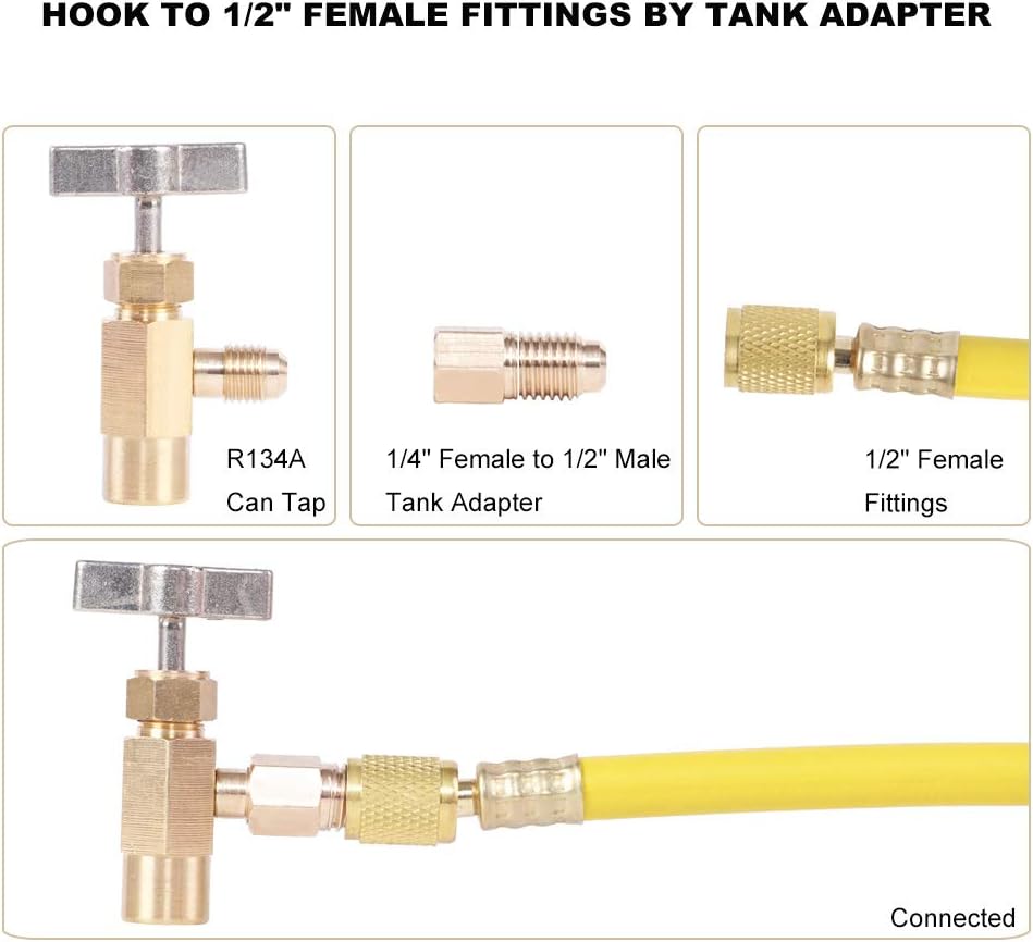 JIFETOR R134A AC Quick Coupler Can Tap Valve HVAC Recharge Kit 8 JIFETOR R134A AC Quick Coupler Can Tap Valve HVAC Recharge Kit - Image 8