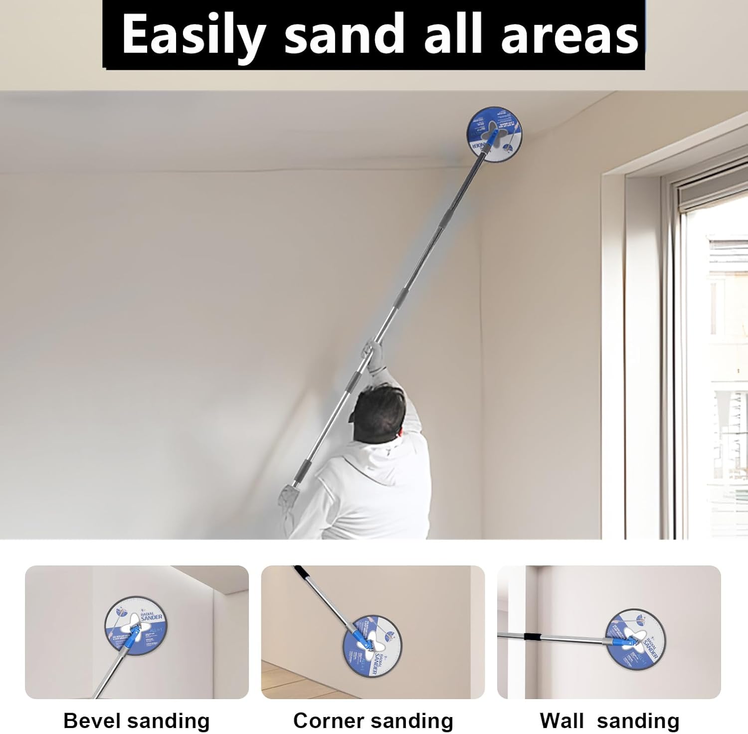 Drywall Pole Sander 30-86" with 5 Sanding Sheets for Walls Ceilings 4 Drywall Pole Sander 30-86" with 5 Sanding Sheets for Walls Ceilings - Image 4