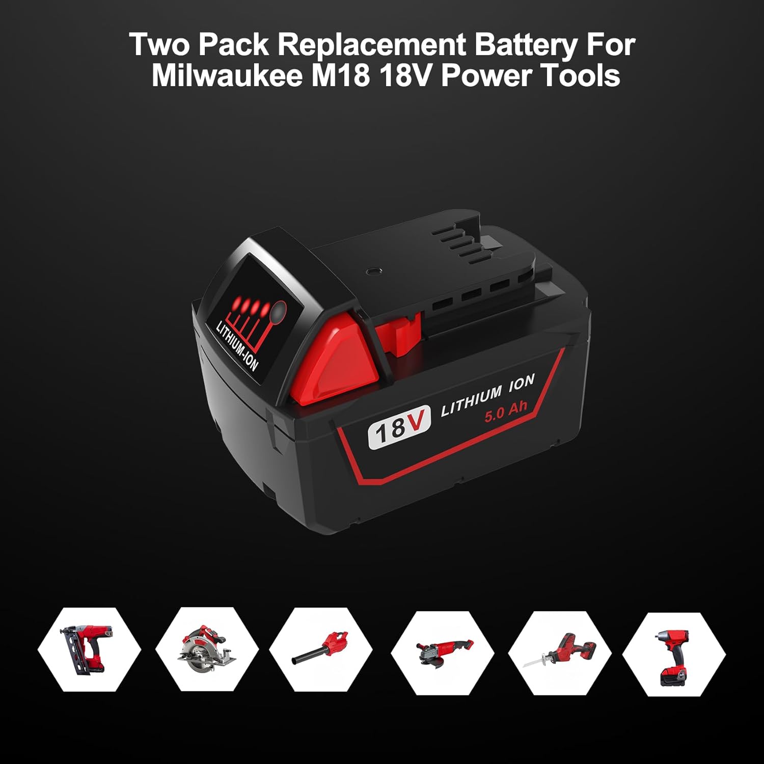 Milwaukee M18 Battery 2Pack 5.0Ah with Charger 48-11-1850 Combo Kit 4 Milwaukee M18 Battery 2Pack 5.0Ah with Charger 48-11-1850 Combo Kit - Image 4