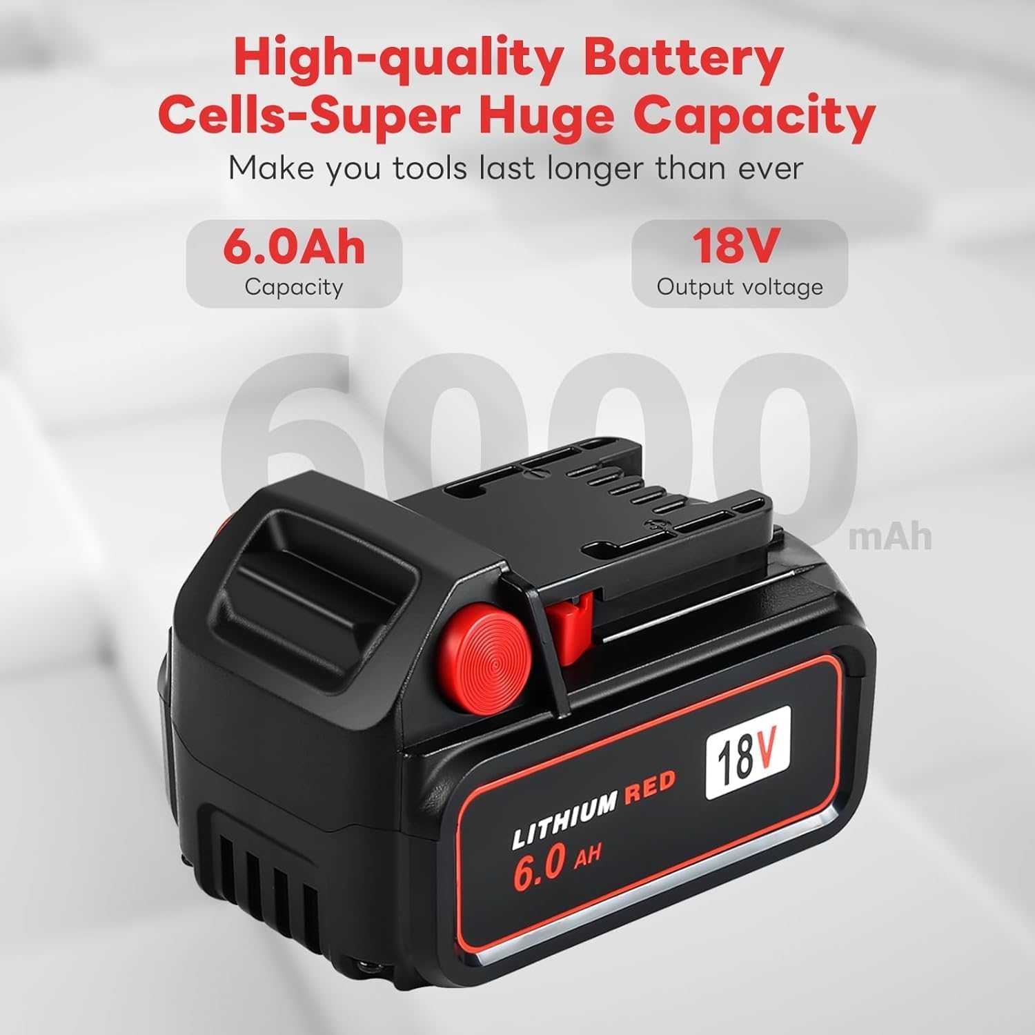Mrupoo 4-Pack 18V 6000mAh Battery for Milwaukee M18 Tools 48-11-1860 2 Mrupoo 4-Pack 18V 6000mAh Battery for Milwaukee M18 Tools 48-11-1860 - Image 2
