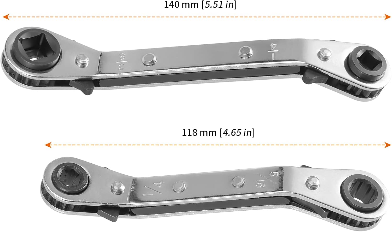 HOZEON 4PC HVAC Ratcheting Wrench Set 3/8 5/16 1/4 Refrigeration Tool Kit 2 HOZEON 4PC HVAC Ratcheting Wrench Set 3/8 5/16 1/4 Refrigeration Tool Kit - Image 2