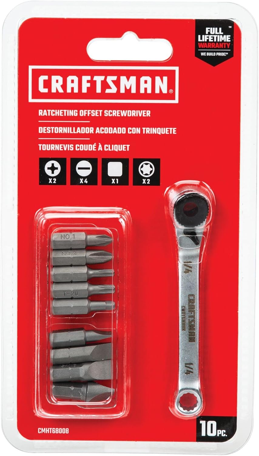 CRAFTSMAN 10-Piece Ratcheting Offset Screwdriver Multi-Bit Set 5 CRAFTSMAN 10-Piece Ratcheting Offset Screwdriver Multi-Bit Set - Image 5