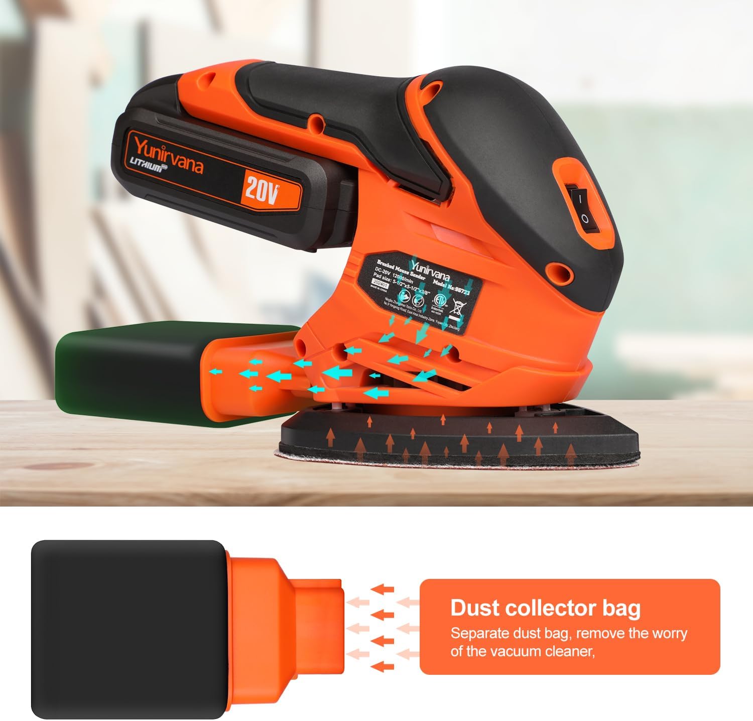 20V Cordless Detail Sander Kit 12000RPM Battery Dust Collector 4 20V Cordless Detail Sander Kit 12000RPM Battery Dust Collector - Image 4