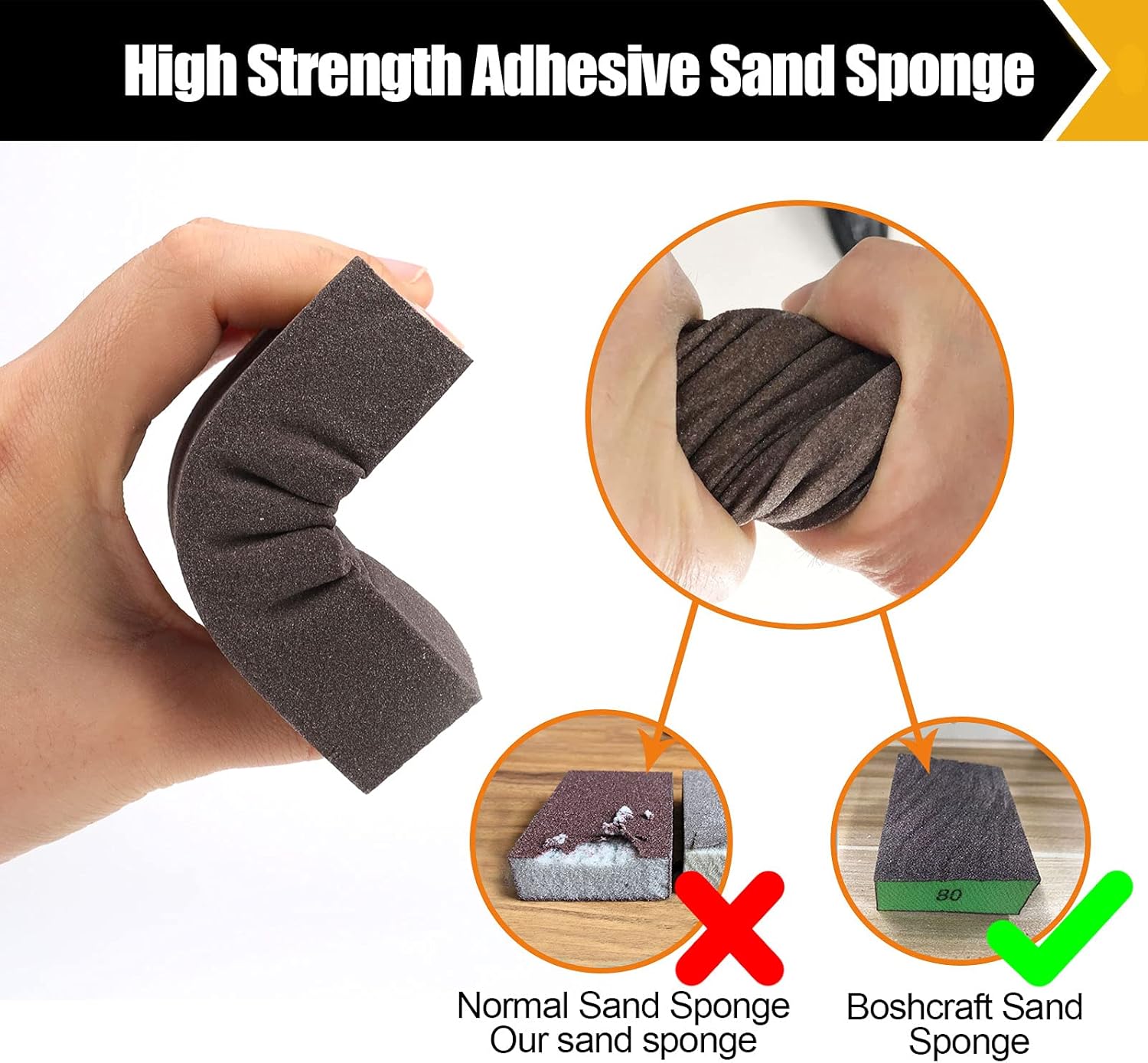 BOSHCRFAT 10pk Washable Sanding Blocks 60-220 Grit Wood Metal Drywall 4 BOSHCRFAT 10pk Washable Sanding Blocks 60-220 Grit Wood Metal Drywall - Image 4