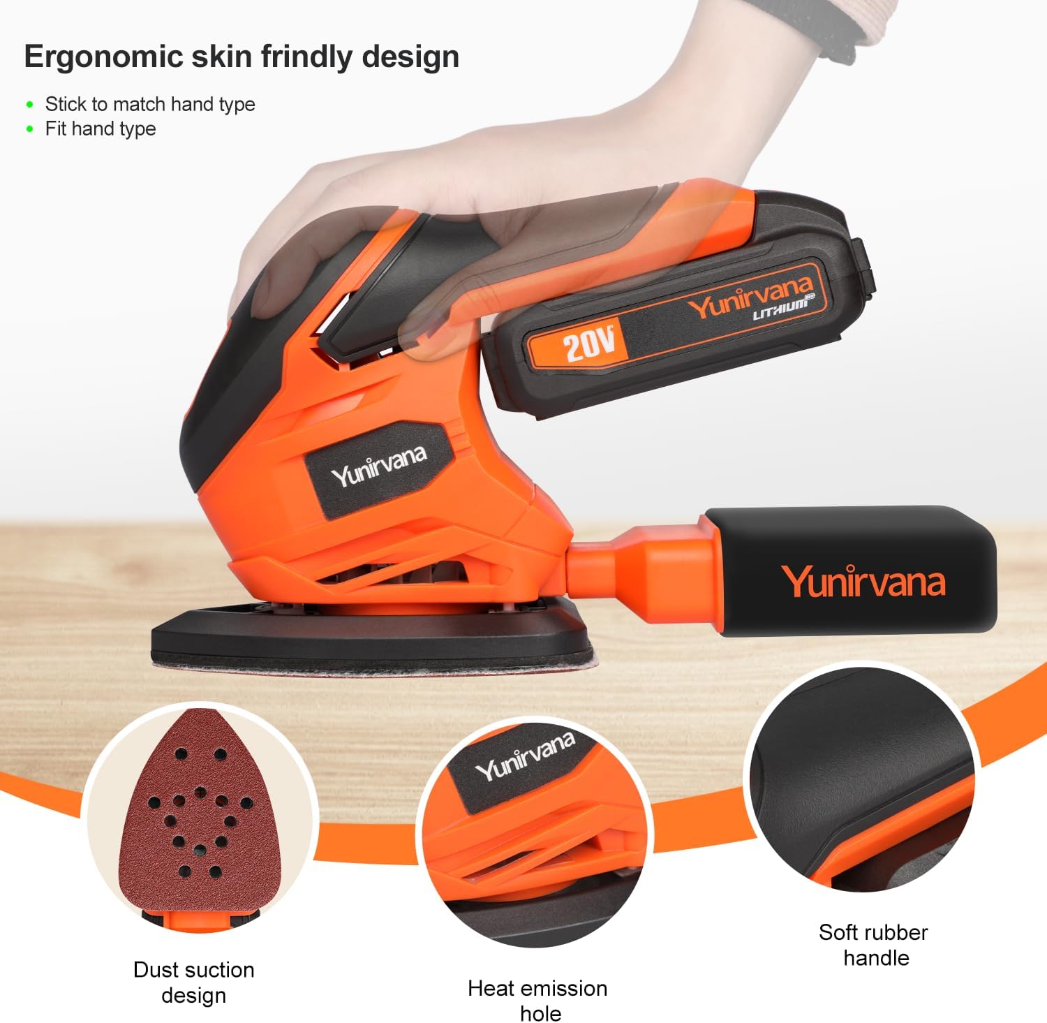 20V Cordless Detail Sander Kit 12000RPM Battery Dust Collector 5 20V Cordless Detail Sander Kit 12000RPM Battery Dust Collector - Image 5