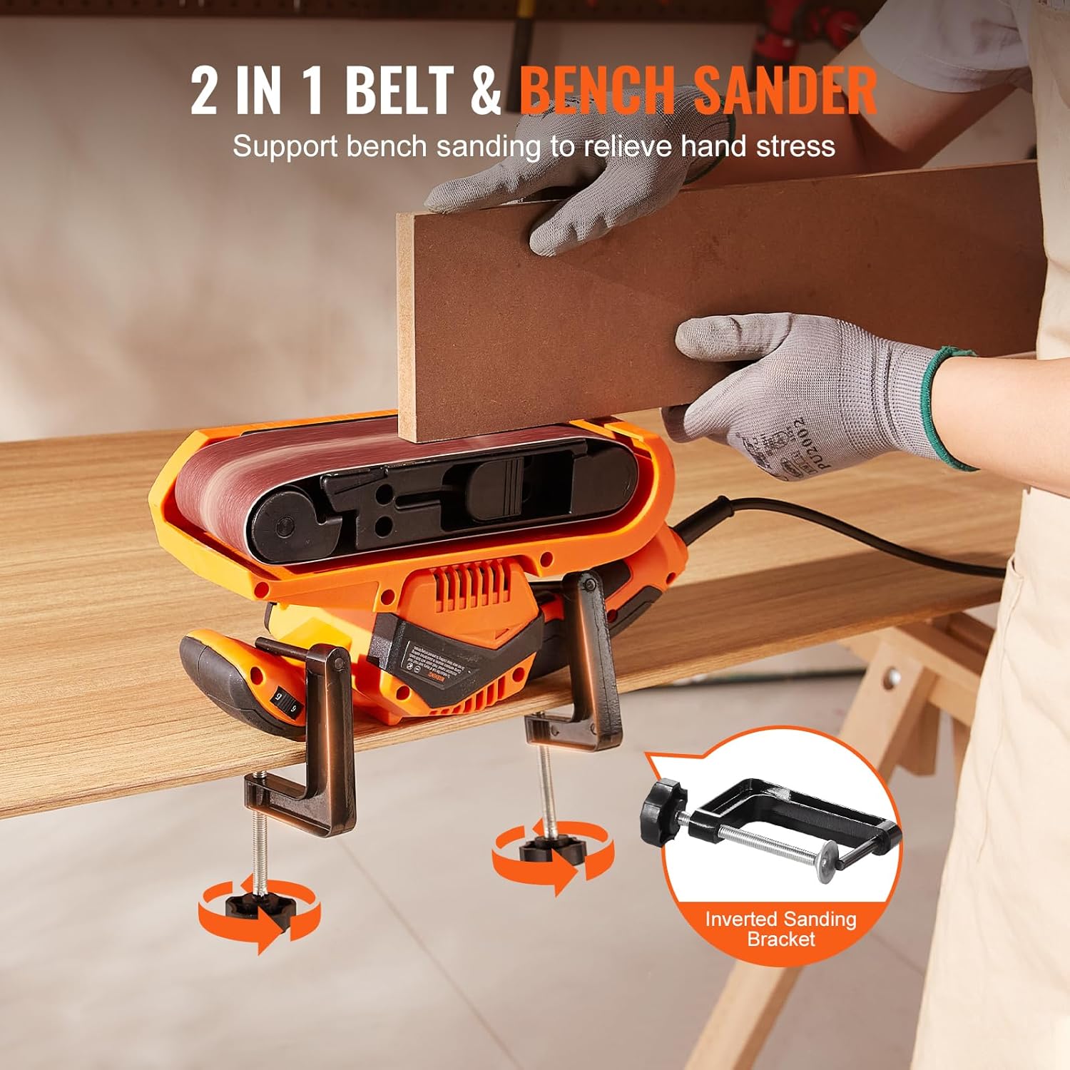 VEVOR 7A 3x21 Belt Sander 6 Speed Woodworking Bench Dust Bag 80G 5 VEVOR 7A 3x21 Belt Sander 6 Speed Woodworking Bench Dust Bag 80G - Image 5