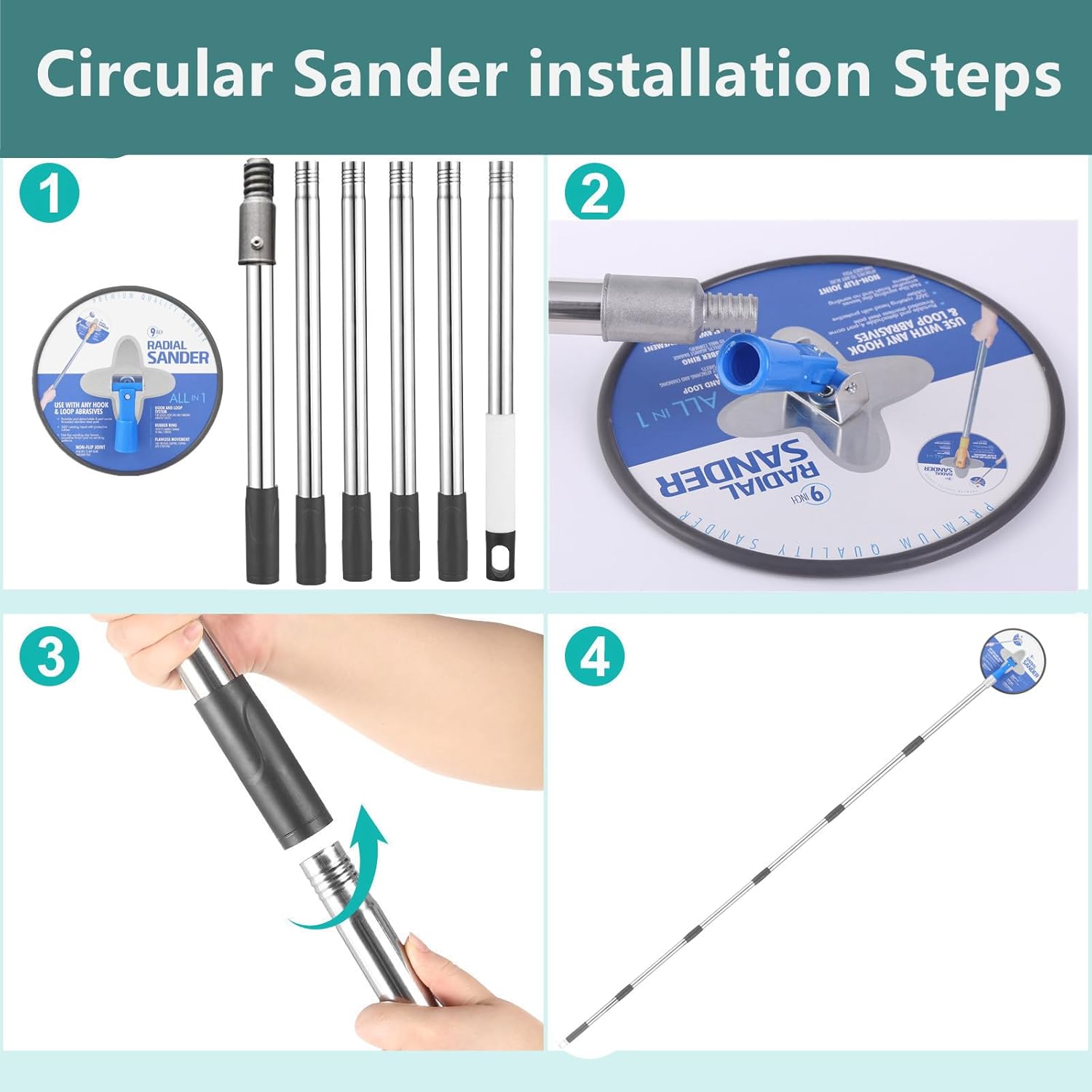 Drywall Pole Sander 30-86" with 5 Sanding Sheets for Walls Ceilings 6 Drywall Pole Sander 30-86" with 5 Sanding Sheets for Walls Ceilings - Image 6