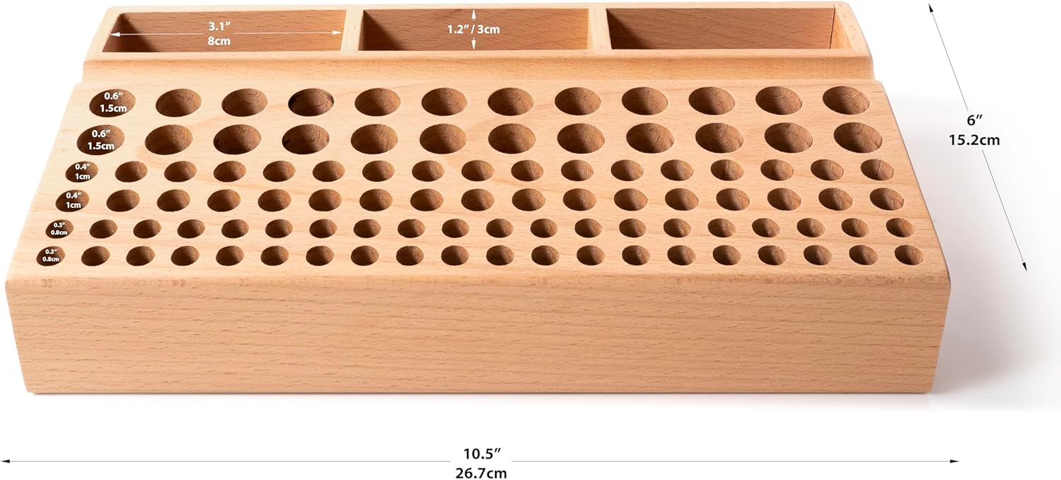 Leather Craft Tool Organizer 98 Holes Wood Storage Rack 10.5" 2 Leather Craft Tool Organizer 98 Holes Wood Storage Rack 10.5" - Image 2