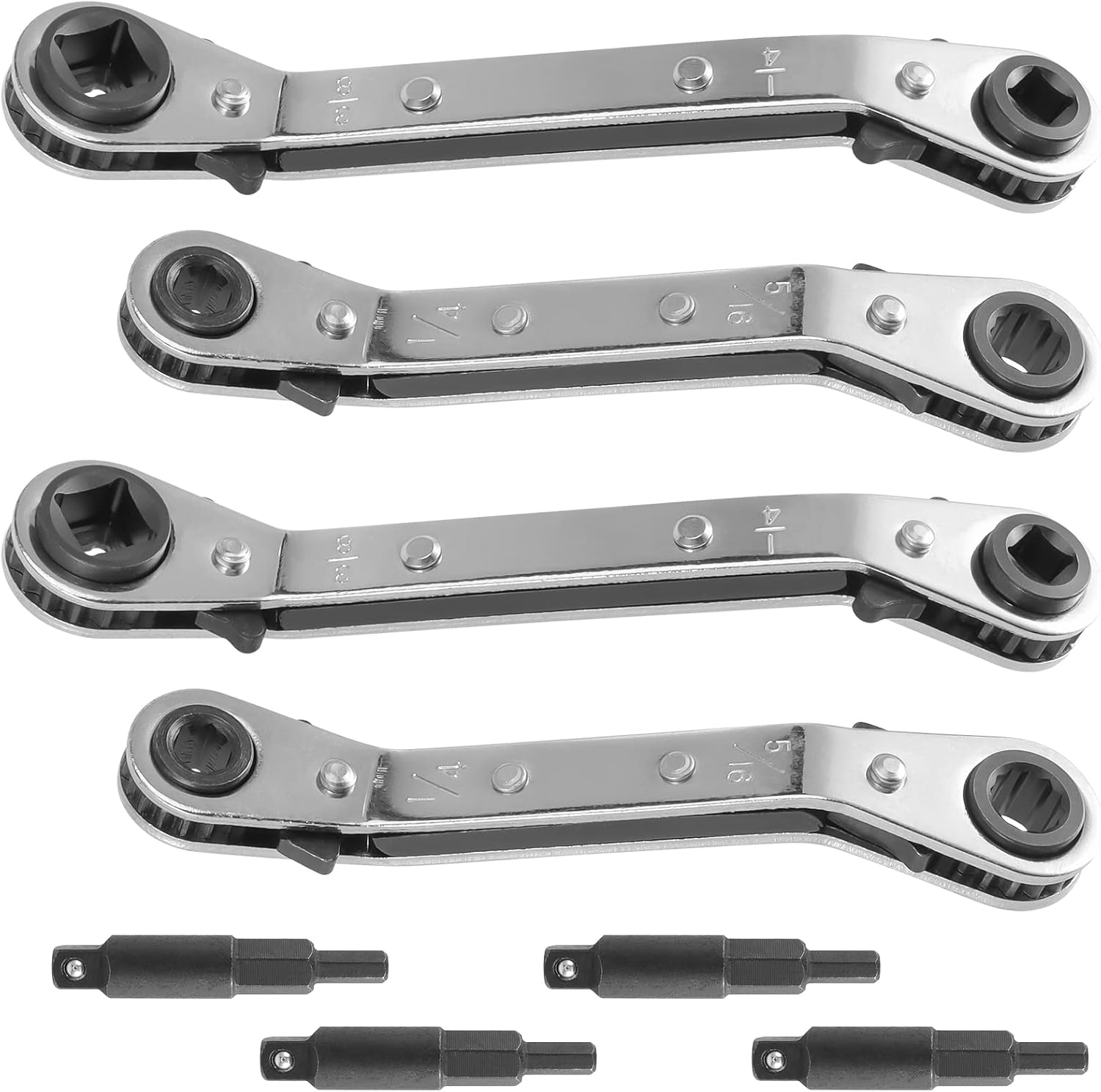 HOZEON 4PC HVAC Ratcheting Wrench Set 3/8 5/16 1/4 Refrigeration Tool Kit 1 hvac tools wrench blue