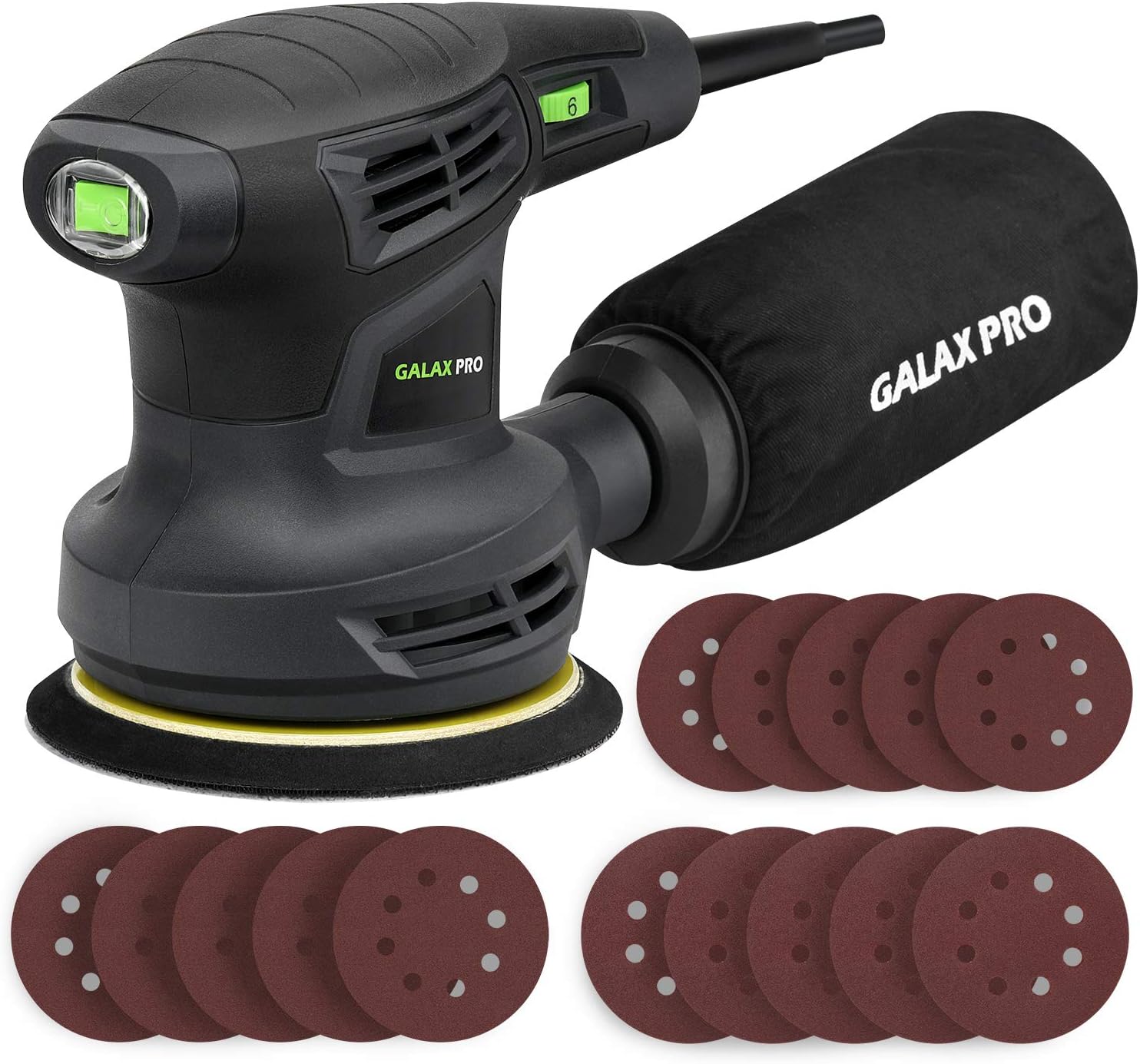 GALAX PRO 280W Orbital Sander 6 Speed 13000OPM with Dust Collector 1 sander tool