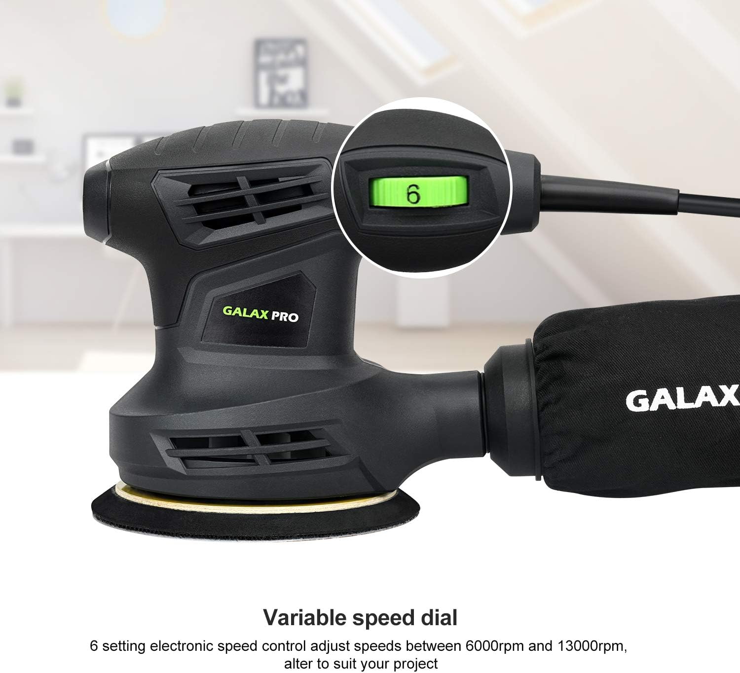 GALAX PRO 280W Orbital Sander 6 Speed 13000OPM with Dust Collector 4 GALAX PRO 280W Orbital Sander 6 Speed 13000OPM with Dust Collector - Image 4