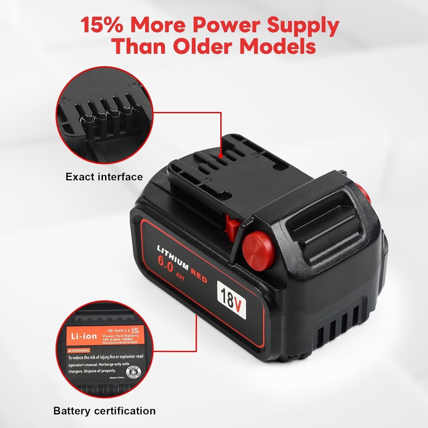 Mrupoo 4-Pack 18V 6000mAh Battery for Milwaukee M18 Tools 48-11-1860 5 Mrupoo 4-Pack 18V 6000mAh Battery for Milwaukee M18 Tools 48-11-1860 - Image 5