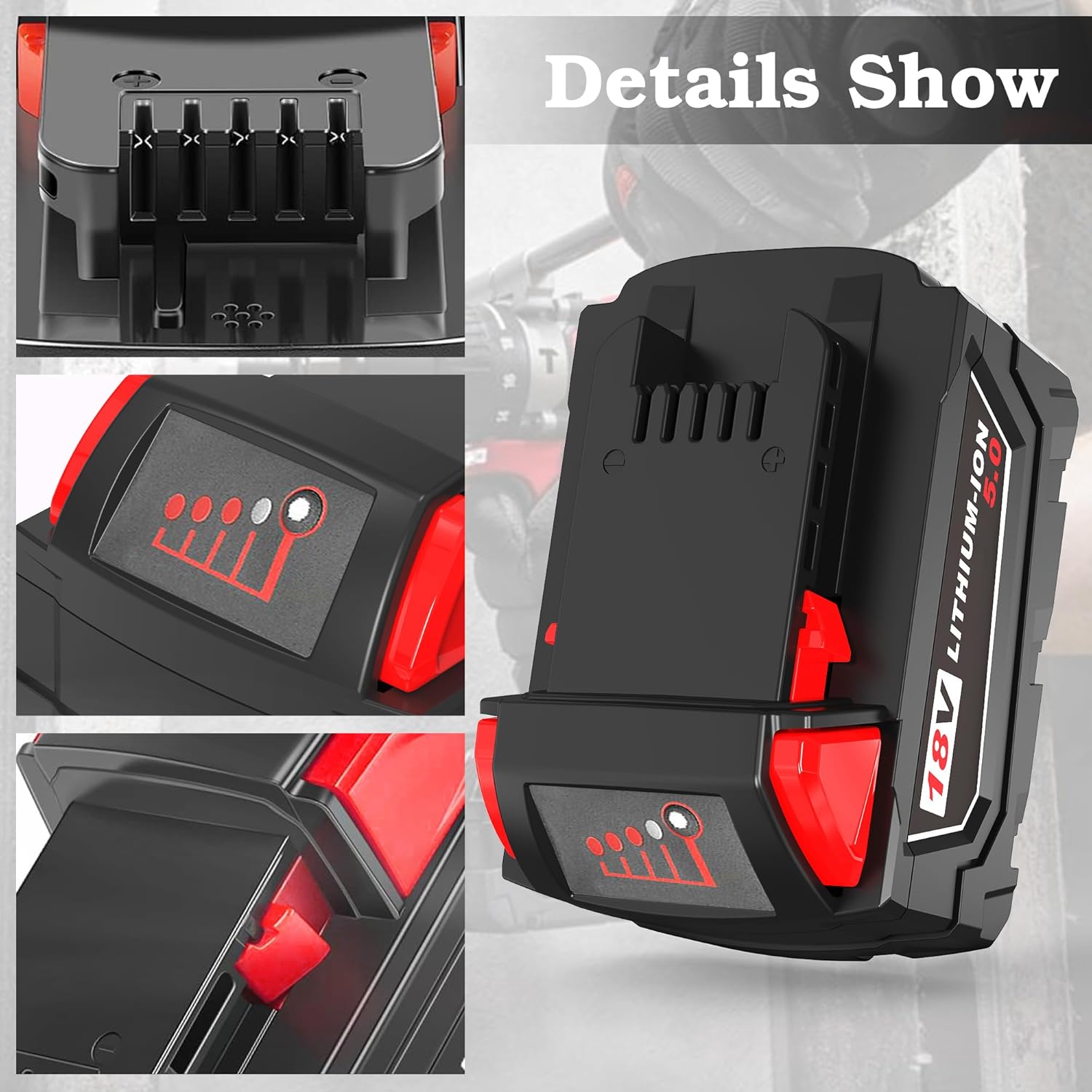 18V 5.0Ah Milwaukee M18 Replacement Battery 48-11-1850 Compatible 2 18V 5.0Ah Milwaukee M18 Replacement Battery 48-11-1850 Compatible - Image 2