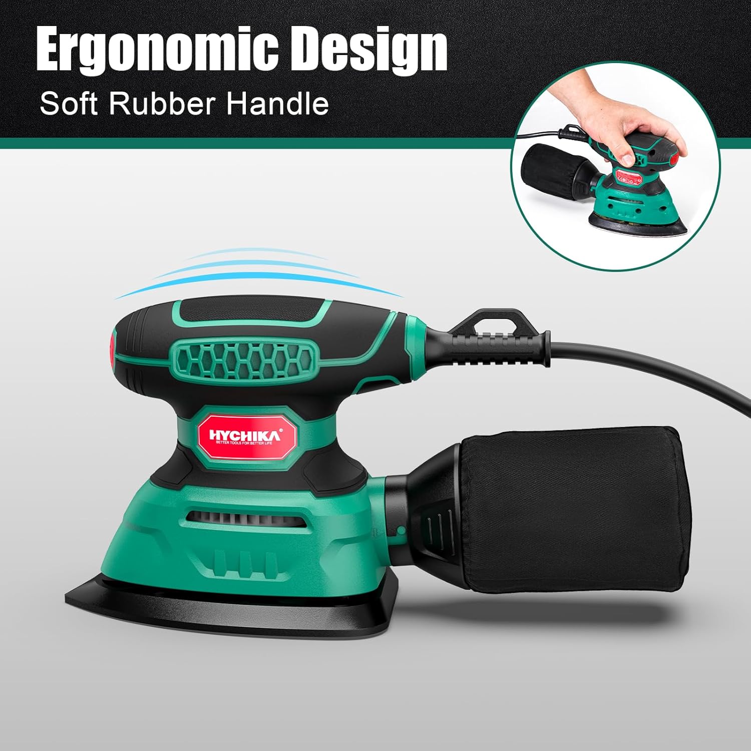 HYCHIKA Detail Sander 13000 OPM Palm Sander with Dust Collection
``` 2 HYCHIKA Detail Sander 13000 OPM Palm Sander with Dust Collection
``` - Image 2