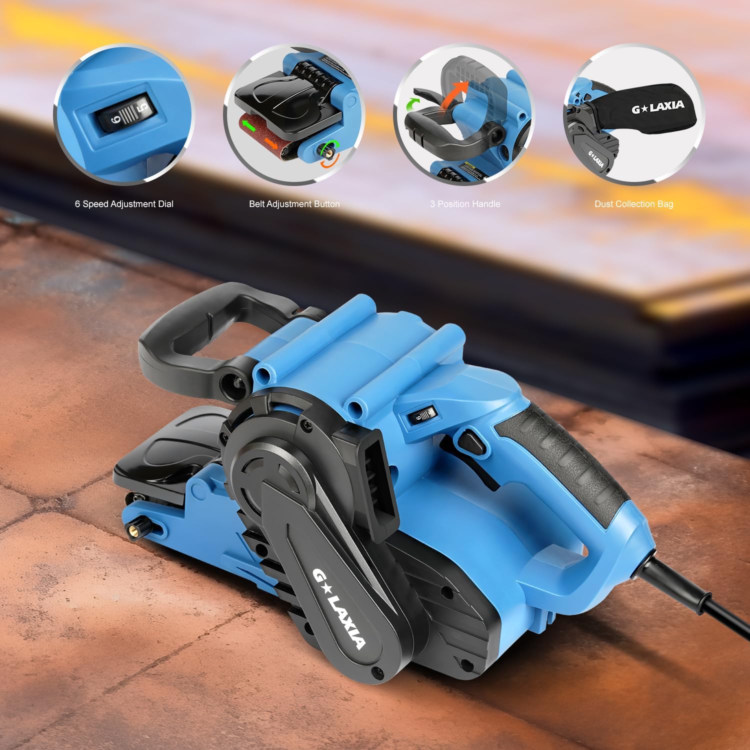 8 Amp Belt Sander 3x21 Variable Speed Dust Bag Wood Polisher 5 8 Amp Belt Sander 3x21 Variable Speed Dust Bag Wood Polisher - Image 5