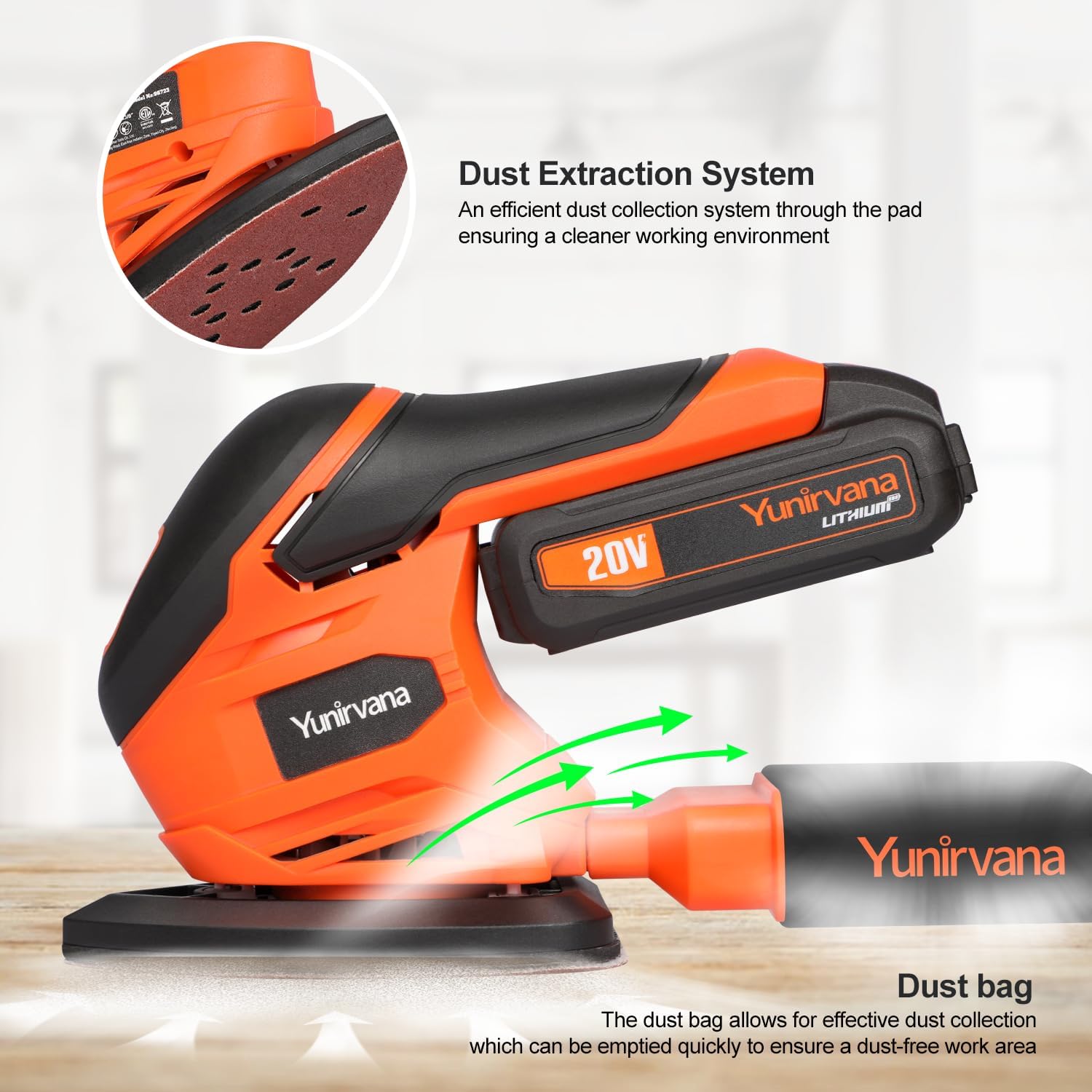 20V Cordless Detail Sander Kit 12000RPM Battery Dust Collector 6 20V Cordless Detail Sander Kit 12000RPM Battery Dust Collector - Image 6