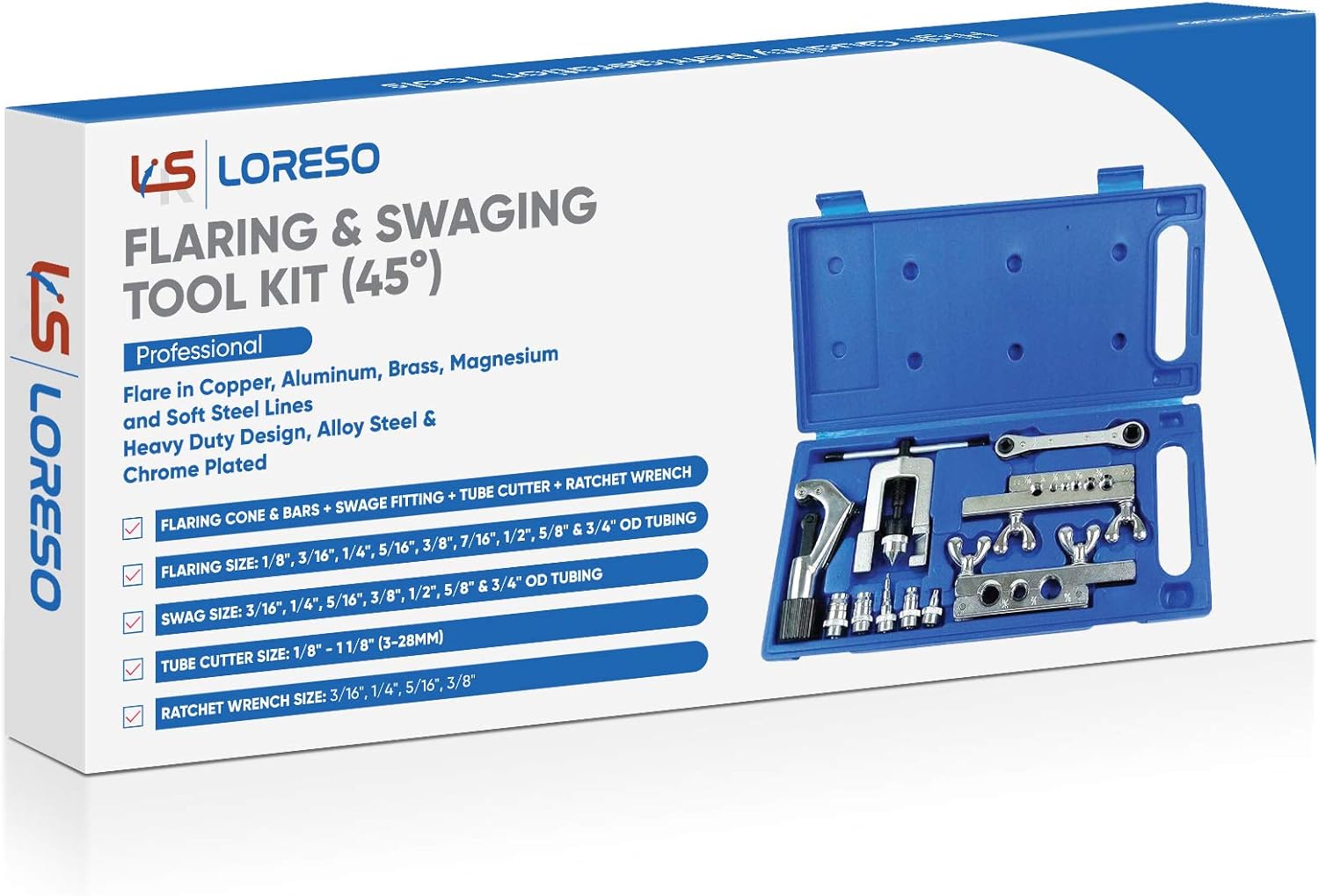 LORESO Flaring Tool Kit HVAC Swaging Set with Tube Cutter Copper 4 LORESO Flaring Tool Kit HVAC Swaging Set with Tube Cutter Copper - Image 4