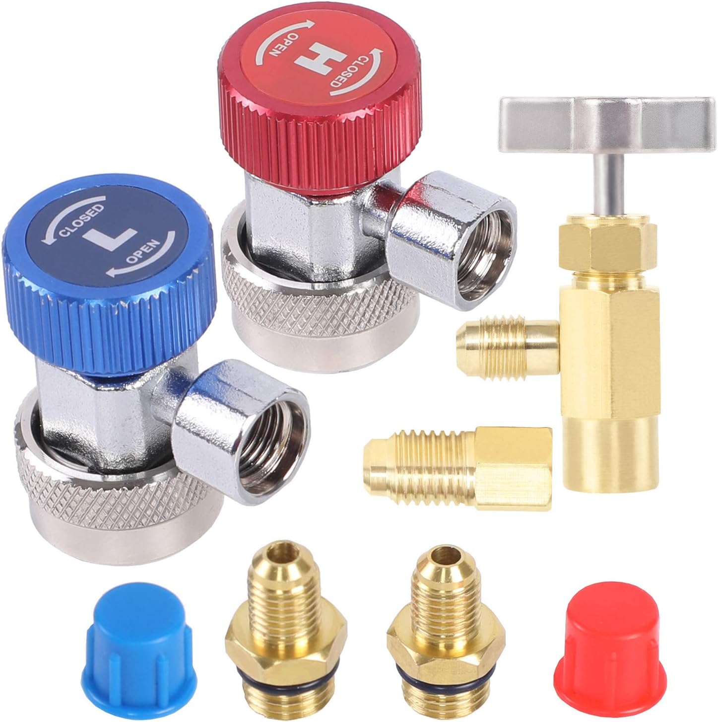 JIFETOR R134A AC Quick Coupler Can Tap Valve HVAC Recharge Kit 1 hvac tools ac adapter