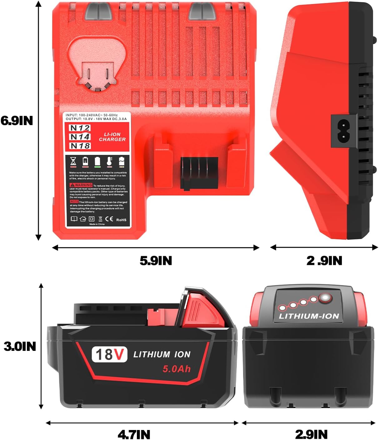 18V 5.0Ah Lithium Battery for Milwaukee M18 48-11-1850 Tools 5 18V 5.0Ah Lithium Battery for Milwaukee M18 48-11-1850 Tools - Image 5