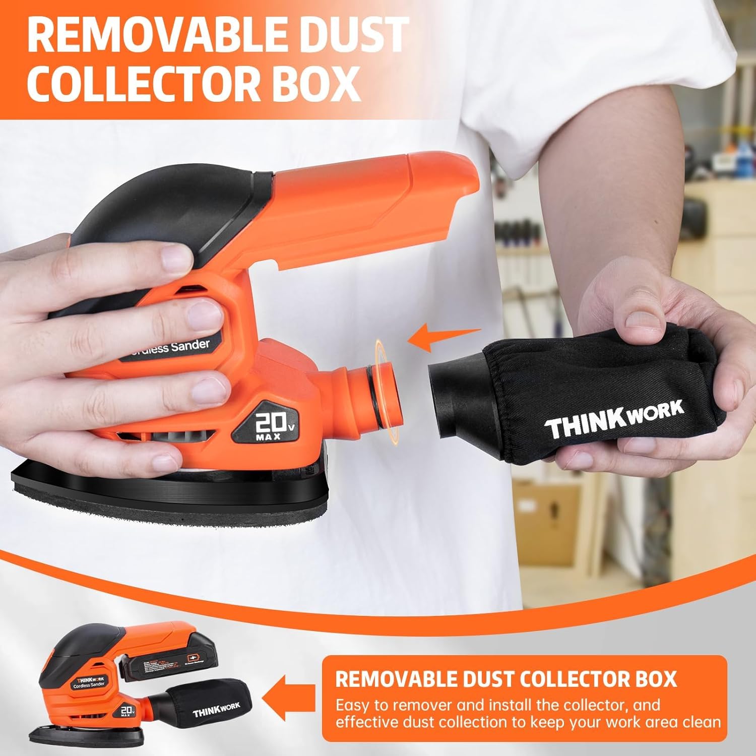 THINKWORK 20V Cordless Detail Sander Kit 12000 OPM 21pc Set 5 THINKWORK 20V Cordless Detail Sander Kit 12000 OPM 21pc Set - Image 5