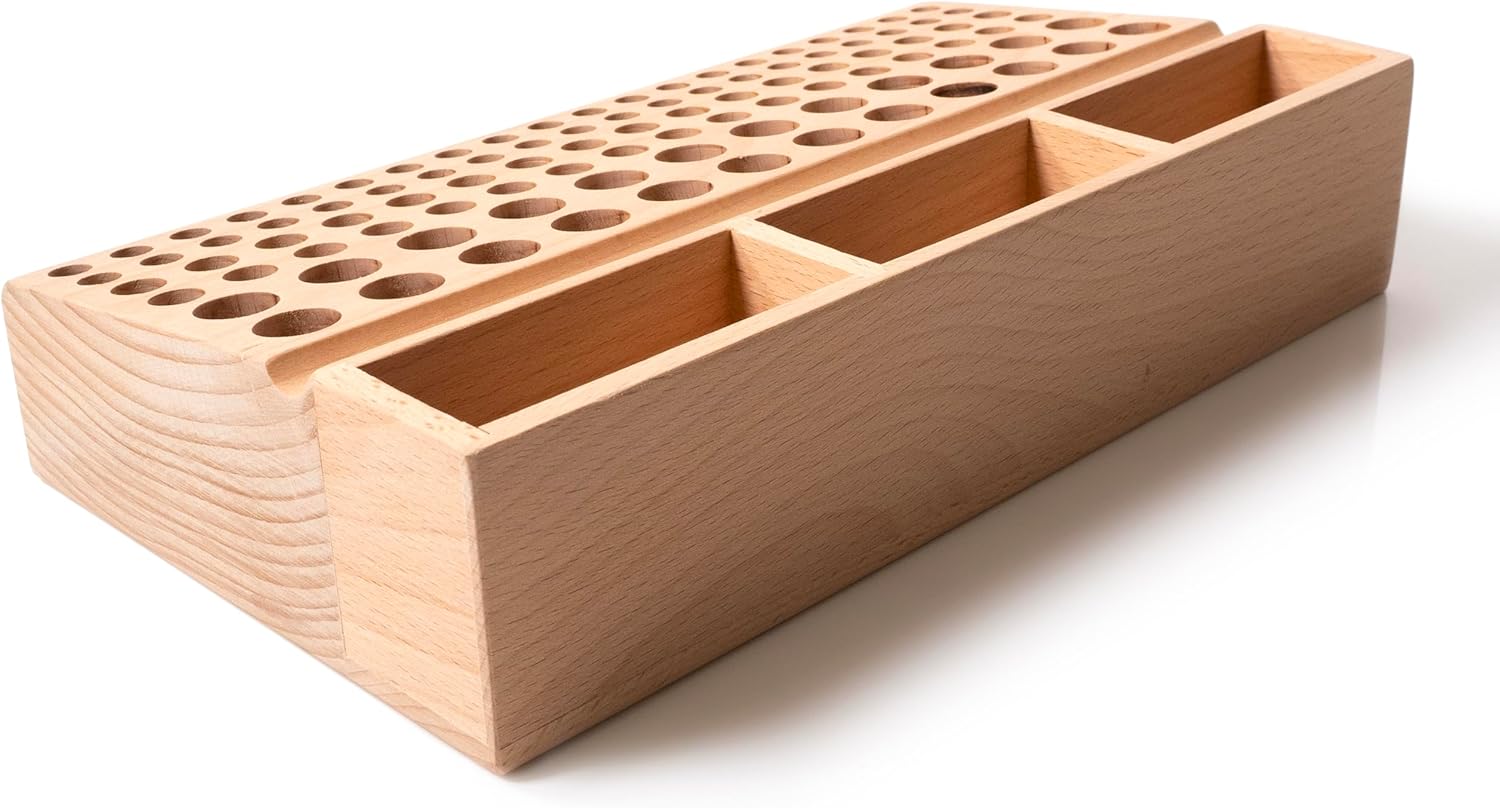 Leather Craft Tool Organizer 98 Holes Wood Storage Rack 10.5" 5 Leather Craft Tool Organizer 98 Holes Wood Storage Rack 10.5" - Image 5