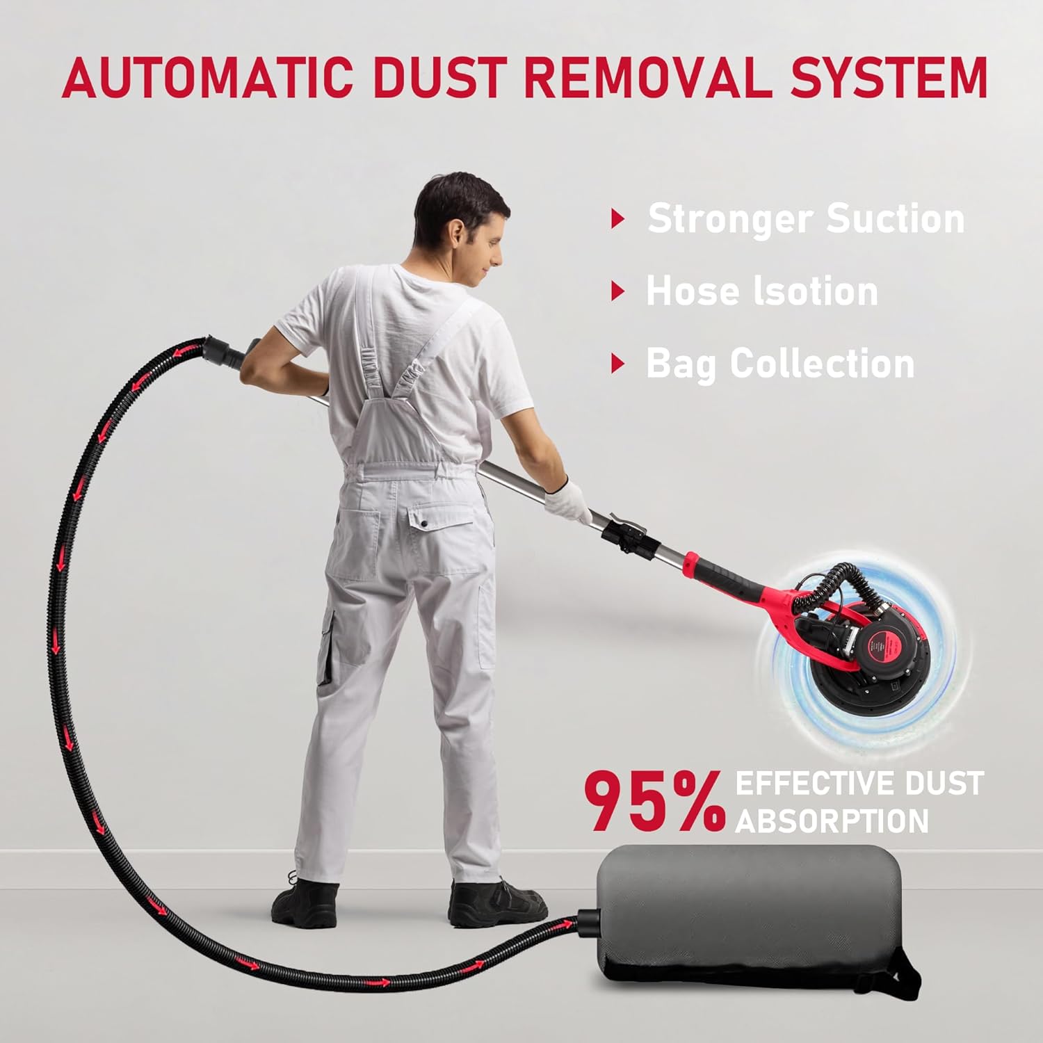 1250W Electric Drywall Sander with Vacuum 7-Speed LED Light Tool 3 1250W Electric Drywall Sander with Vacuum 7-Speed LED Light Tool - Image 3