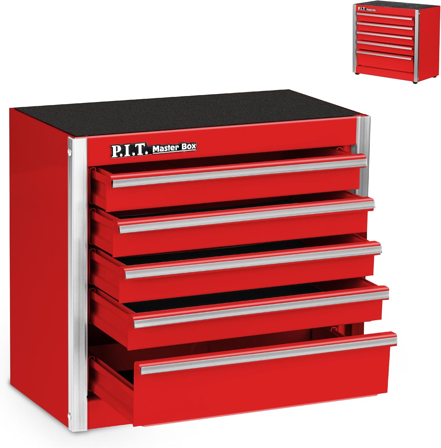 P.I.T. 5-Drawer Mini Rolling Tool Box Steel Cabinet Red 1 hvac tools box