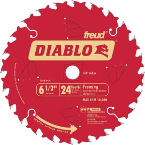 Diablo 6-1/2″ 24T Framing Saw Blade Wood Carbide Non-Stick D0624X