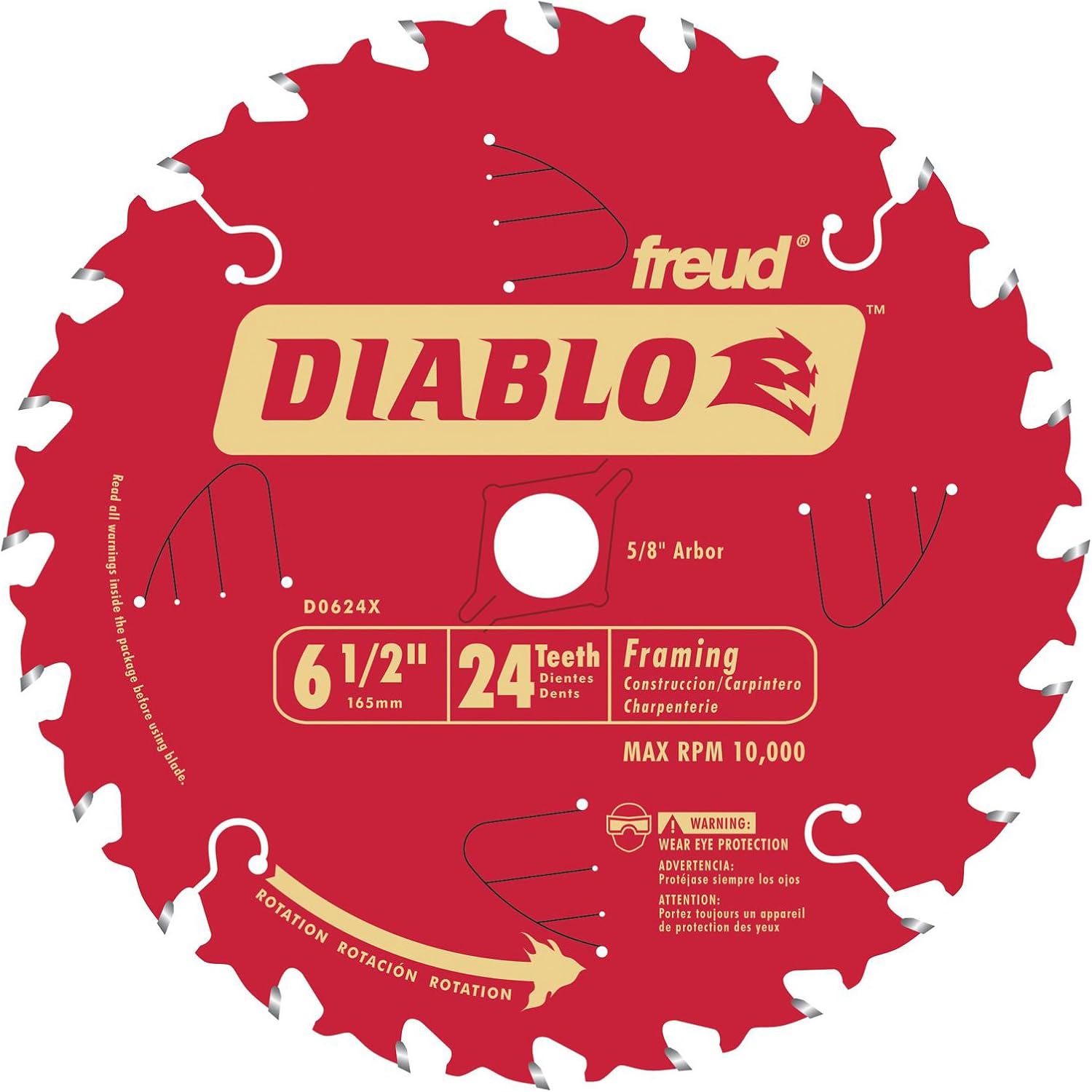 Diablo 6-1/2" 24T Framing Saw Blade Wood Carbide Non-Stick D0624X 2 Diablo 6-1/2" 24T Framing Saw Blade Wood Carbide Non-Stick D0624X - Image 2