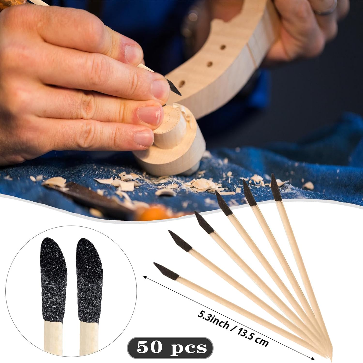 50 Pack 280 Grit Sanding Sticks for Models Wood Detail Work 3 50 Pack 280 Grit Sanding Sticks for Models Wood Detail Work - Image 3