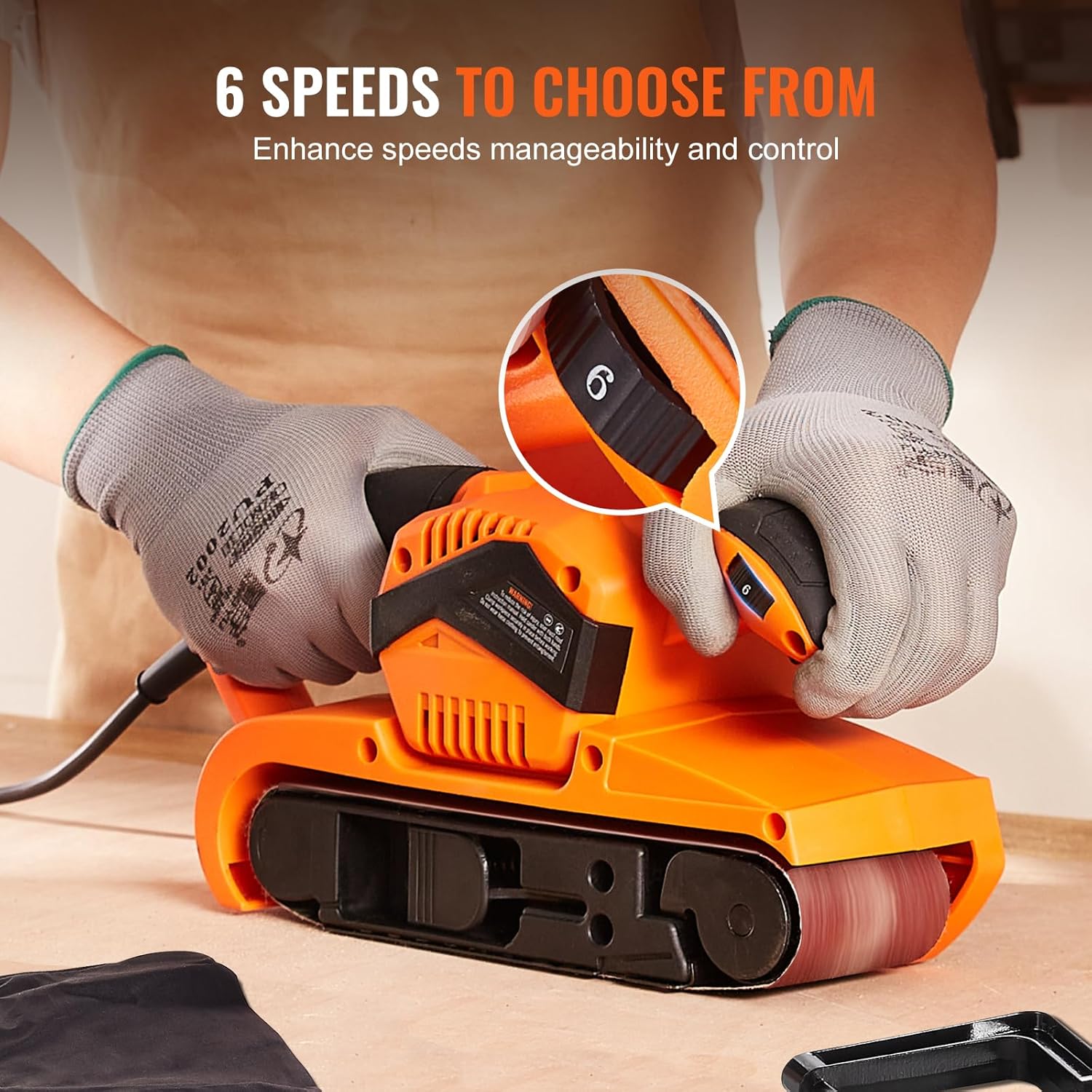 VEVOR 7A 3x21 Belt Sander 6 Speed Woodworking Bench Dust Bag 80G 3 VEVOR 7A 3x21 Belt Sander 6 Speed Woodworking Bench Dust Bag 80G - Image 3