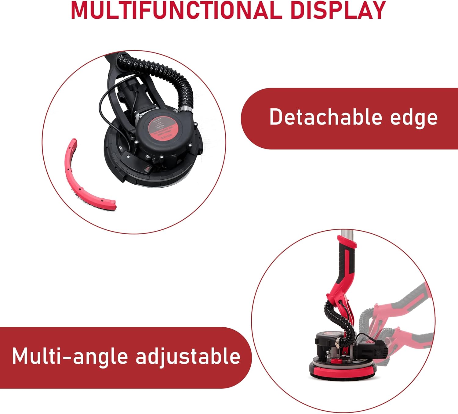 1250W Electric Drywall Sander with Vacuum 7-Speed LED Light Tool 5 1250W Electric Drywall Sander with Vacuum 7-Speed LED Light Tool - Image 5