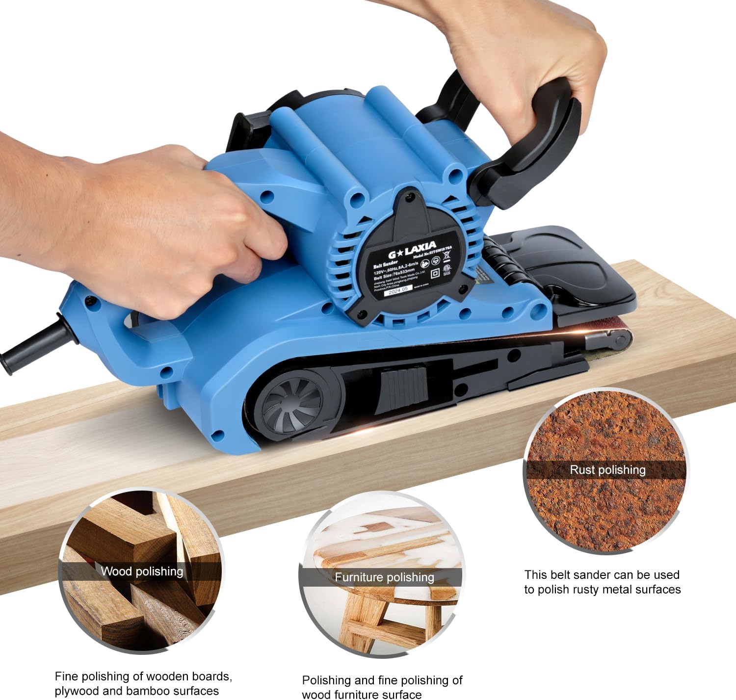 8 Amp Belt Sander 3x21 Variable Speed Dust Bag Wood Polisher 7 8 Amp Belt Sander 3x21 Variable Speed Dust Bag Wood Polisher - Image 7