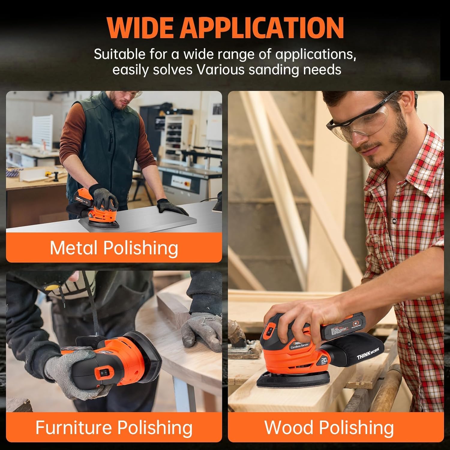 THINKWORK 20V Cordless Detail Sander Kit 12000 OPM 21pc Set 7 THINKWORK 20V Cordless Detail Sander Kit 12000 OPM 21pc Set - Image 7