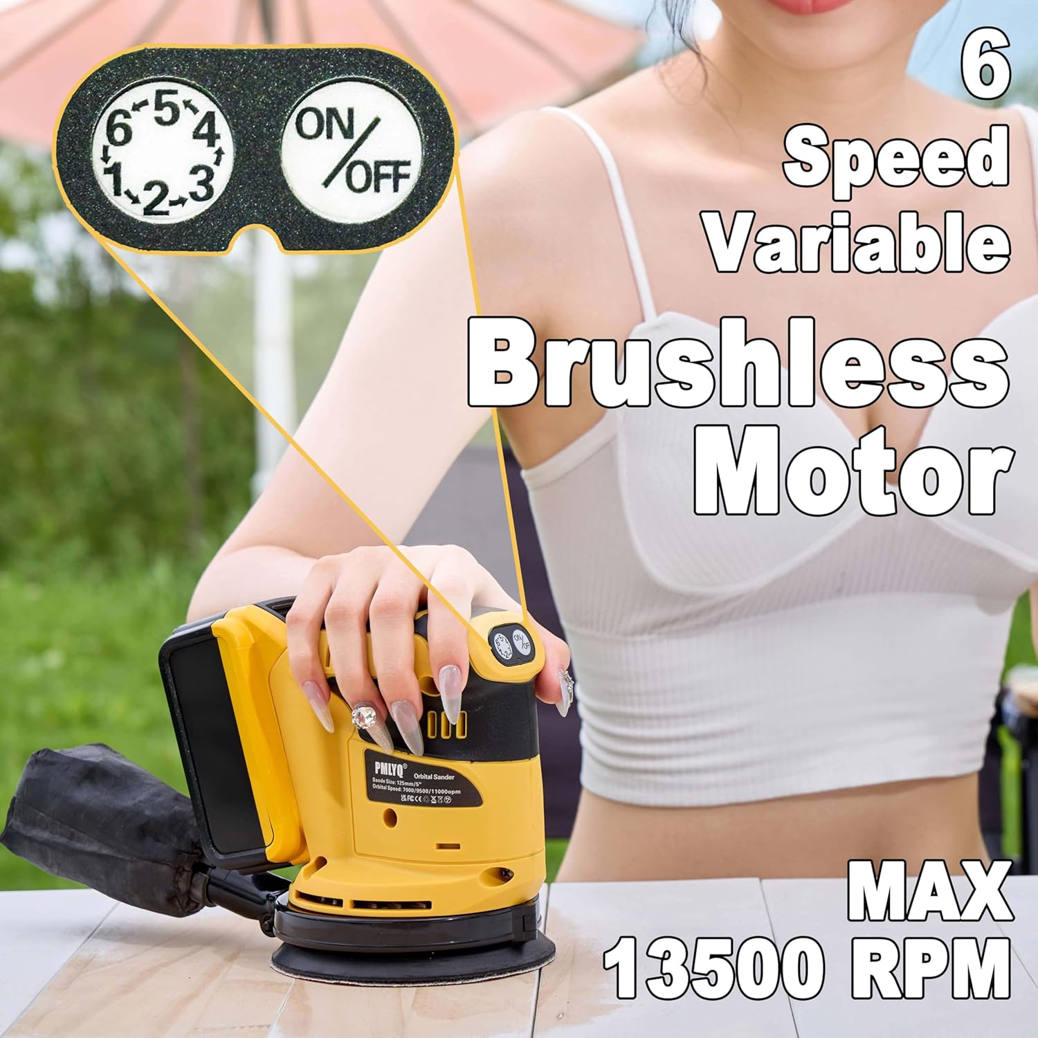 DEWALT 20V Brushless Orbital Sander 6 Speed 5in Tool Only 2 DEWALT 20V Brushless Orbital Sander 6 Speed 5in Tool Only - Image 2