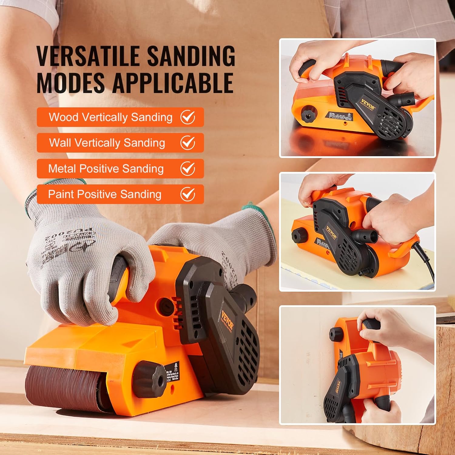 VEVOR 7A 3x21 Belt Sander 6 Speed Woodworking Bench Dust Bag 80G 6 VEVOR 7A 3x21 Belt Sander 6 Speed Woodworking Bench Dust Bag 80G - Image 6