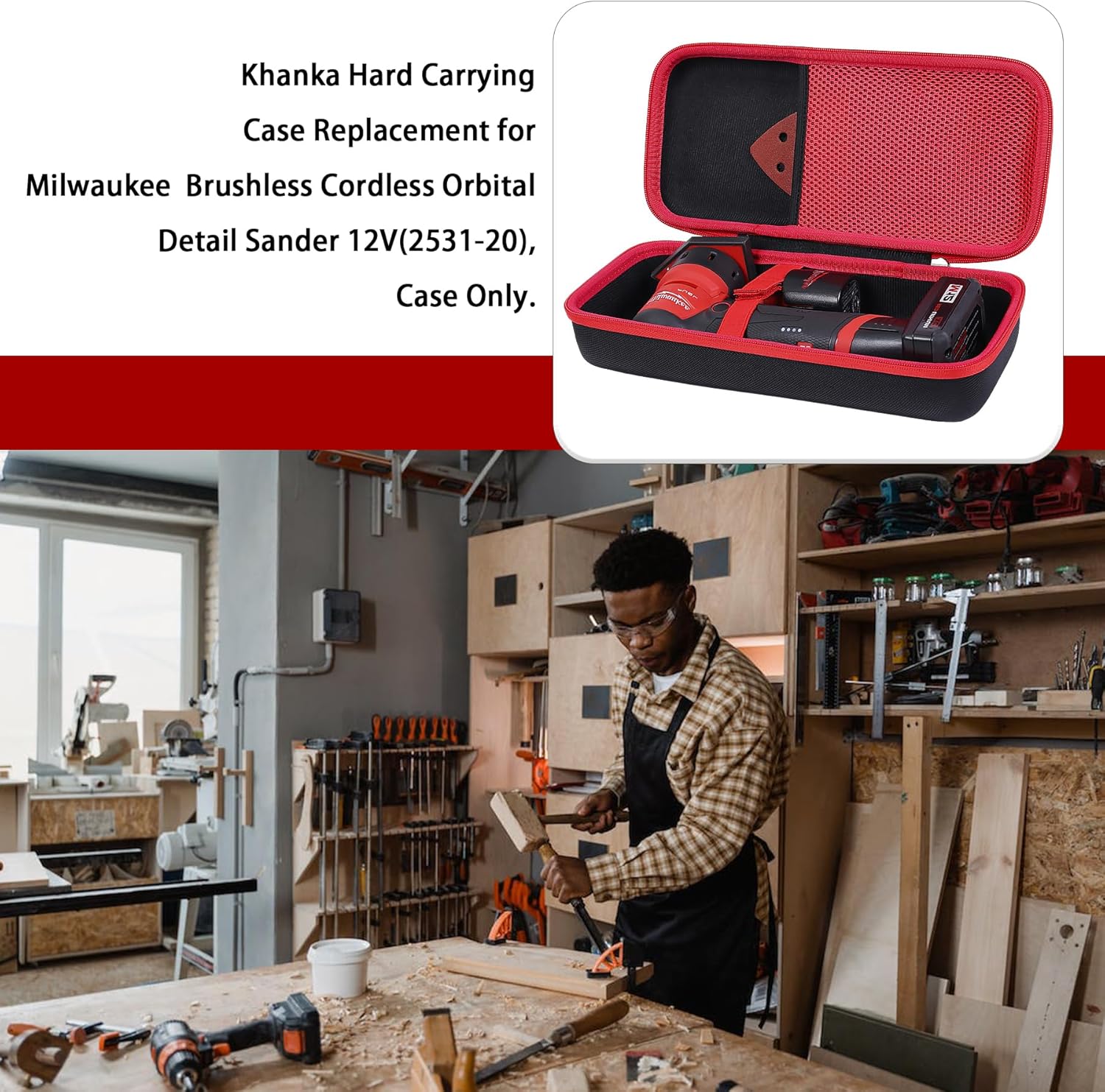 khanka Hard Case for Milwaukee 2531-20 12V Orbital Sander Storage 5 khanka Hard Case for Milwaukee 2531-20 12V Orbital Sander Storage - Image 5