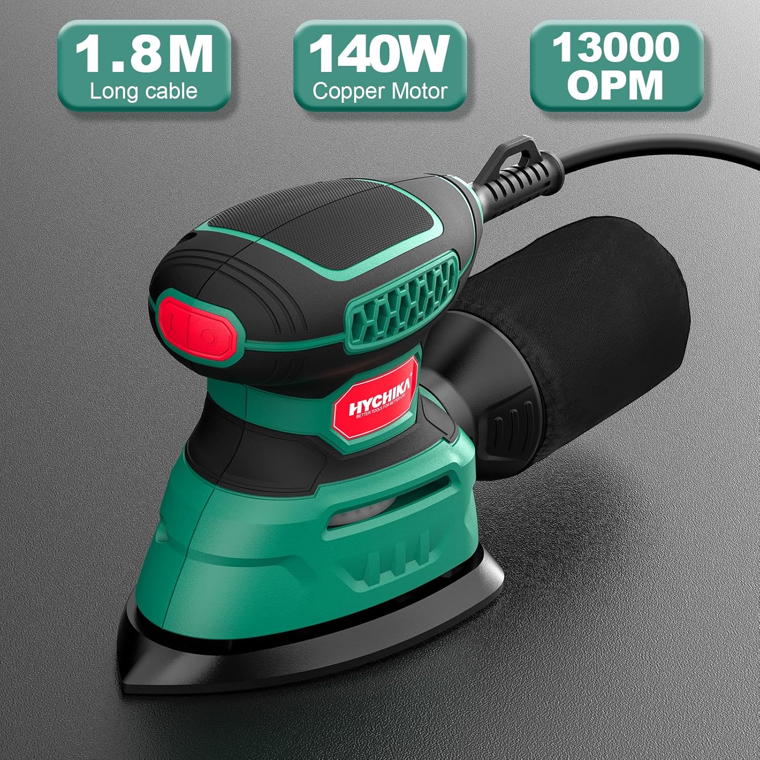 HYCHIKA Detail Sander 13000 OPM Palm Sander with Dust Collection
``` 6 HYCHIKA Detail Sander 13000 OPM Palm Sander with Dust Collection
``` - Image 6
