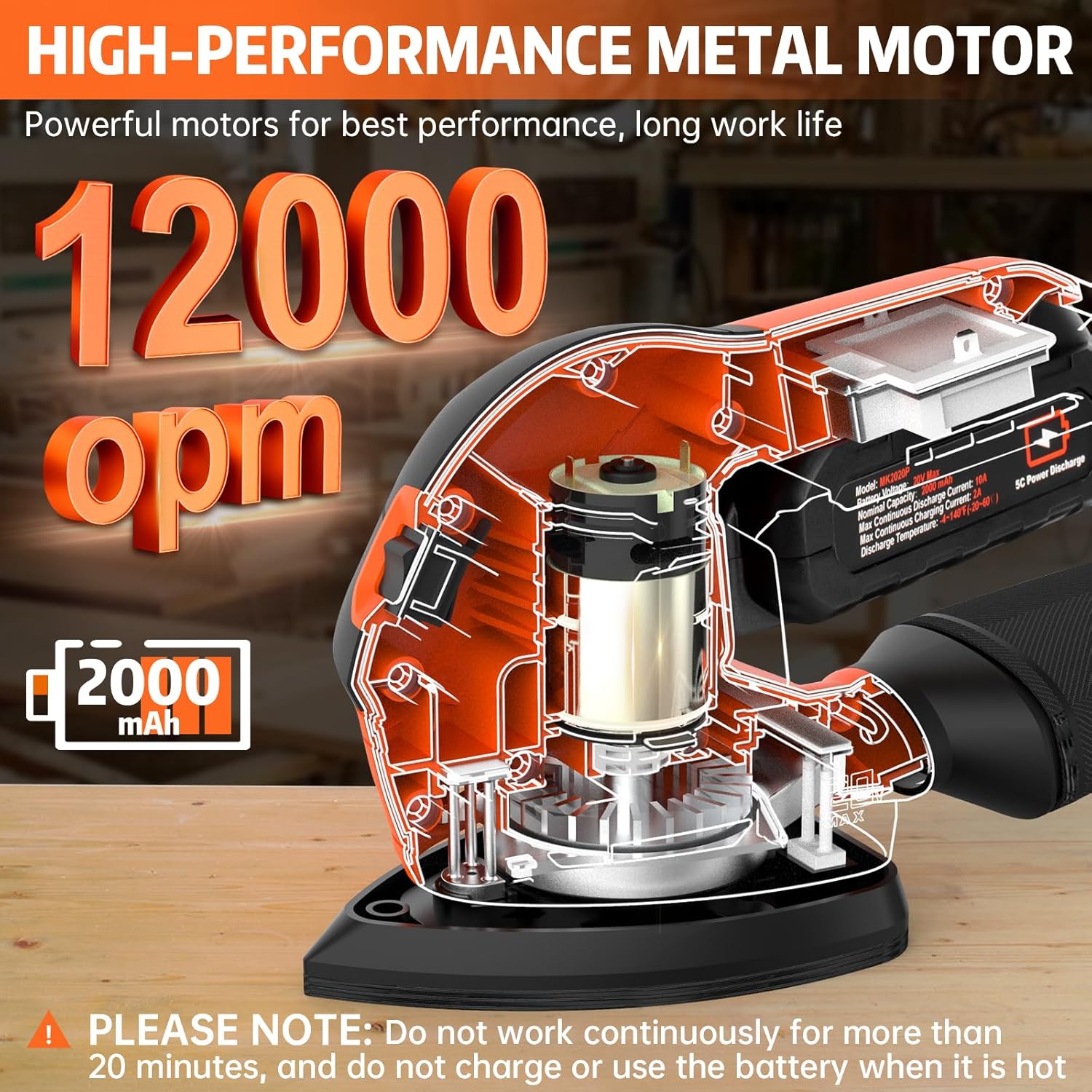 THINKWORK 20V Cordless Detail Sander Kit 12000 OPM 21pc Set 2 THINKWORK 20V Cordless Detail Sander Kit 12000 OPM 21pc Set - Image 2