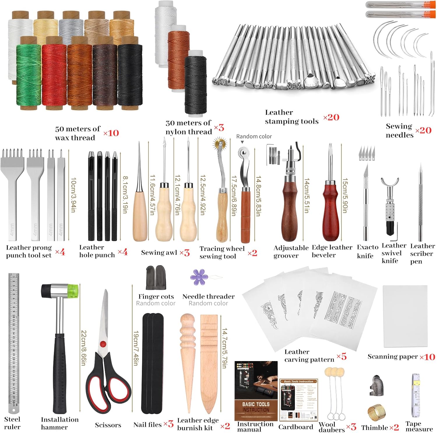 QMNNMA 102PC Leather Tool Kit with Storage Bag for Crafting 2 QMNNMA 102PC Leather Tool Kit with Storage Bag for Crafting - Image 2