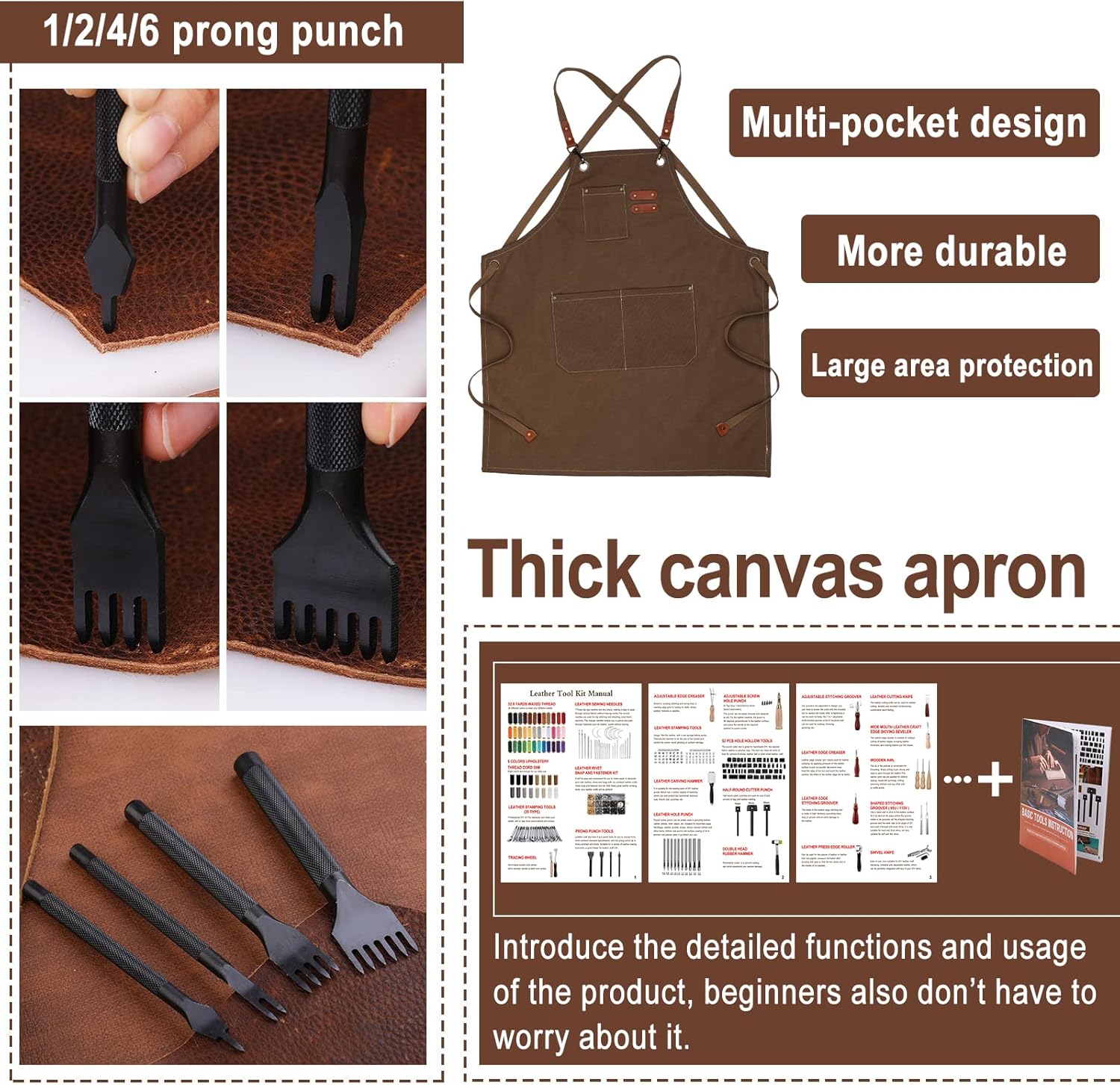 628Pc Leather Craft Tool Kit for Beginners with Stamping Set 4 628Pc Leather Craft Tool Kit for Beginners with Stamping Set - Image 4