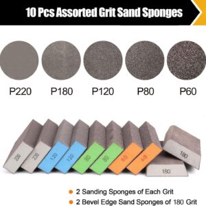 BOSHCRFAT 10pk Washable Sanding Blocks 60-220 Grit Wood Metal Drywall