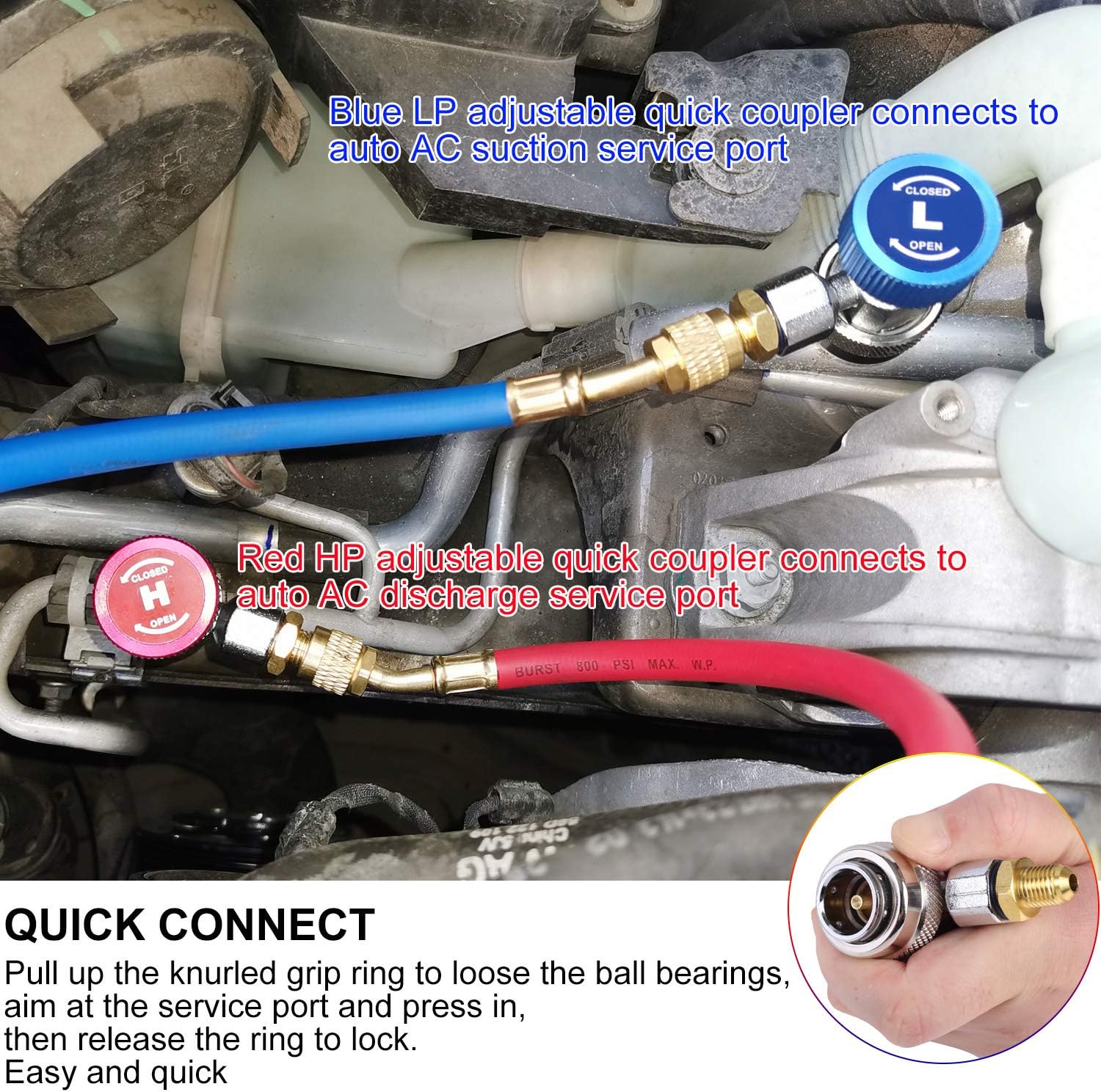 JIFETOR R134A AC Quick Coupler Can Tap Valve HVAC Recharge Kit 3 JIFETOR R134A AC Quick Coupler Can Tap Valve HVAC Recharge Kit - Image 3