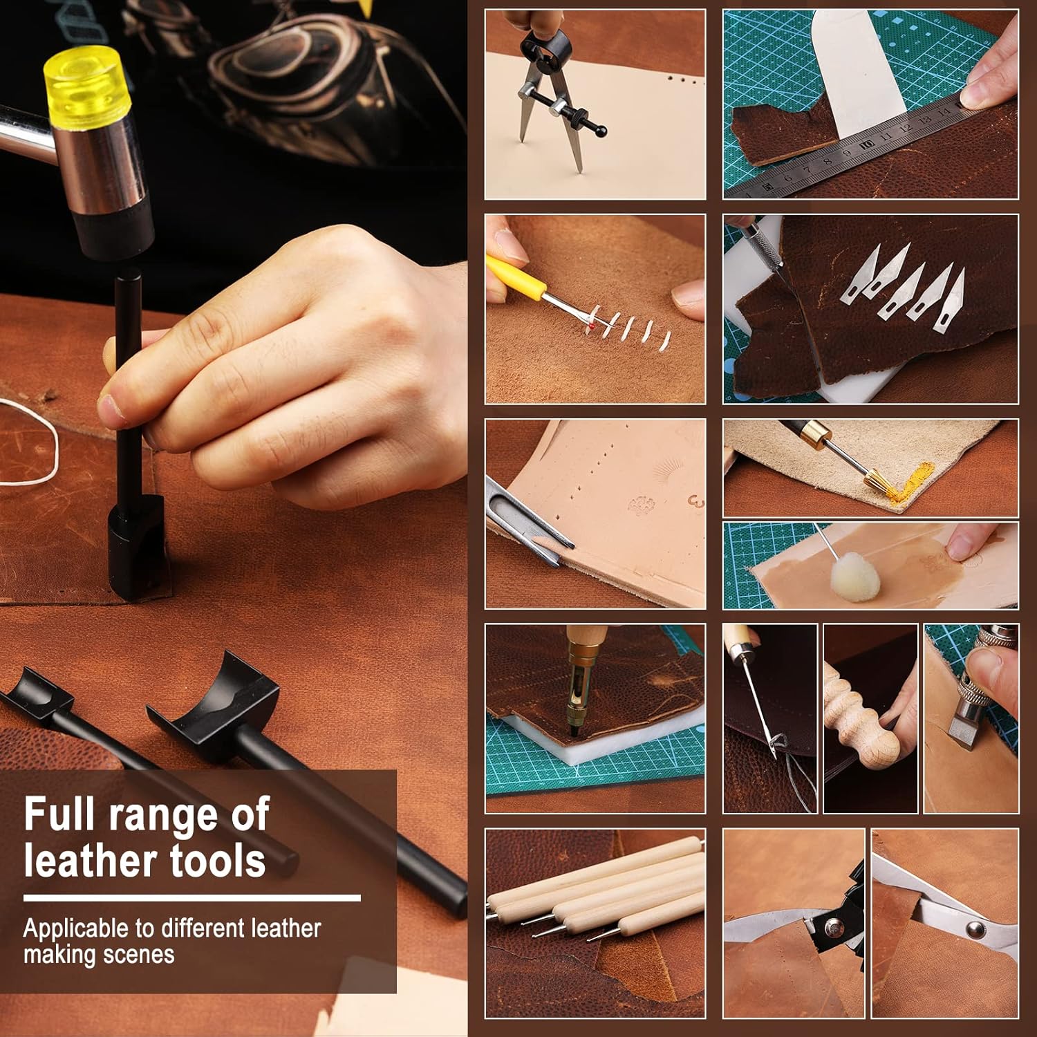 628Pc Leather Craft Tool Kit for Beginners with Stamping Set 6 628Pc Leather Craft Tool Kit for Beginners with Stamping Set - Image 6