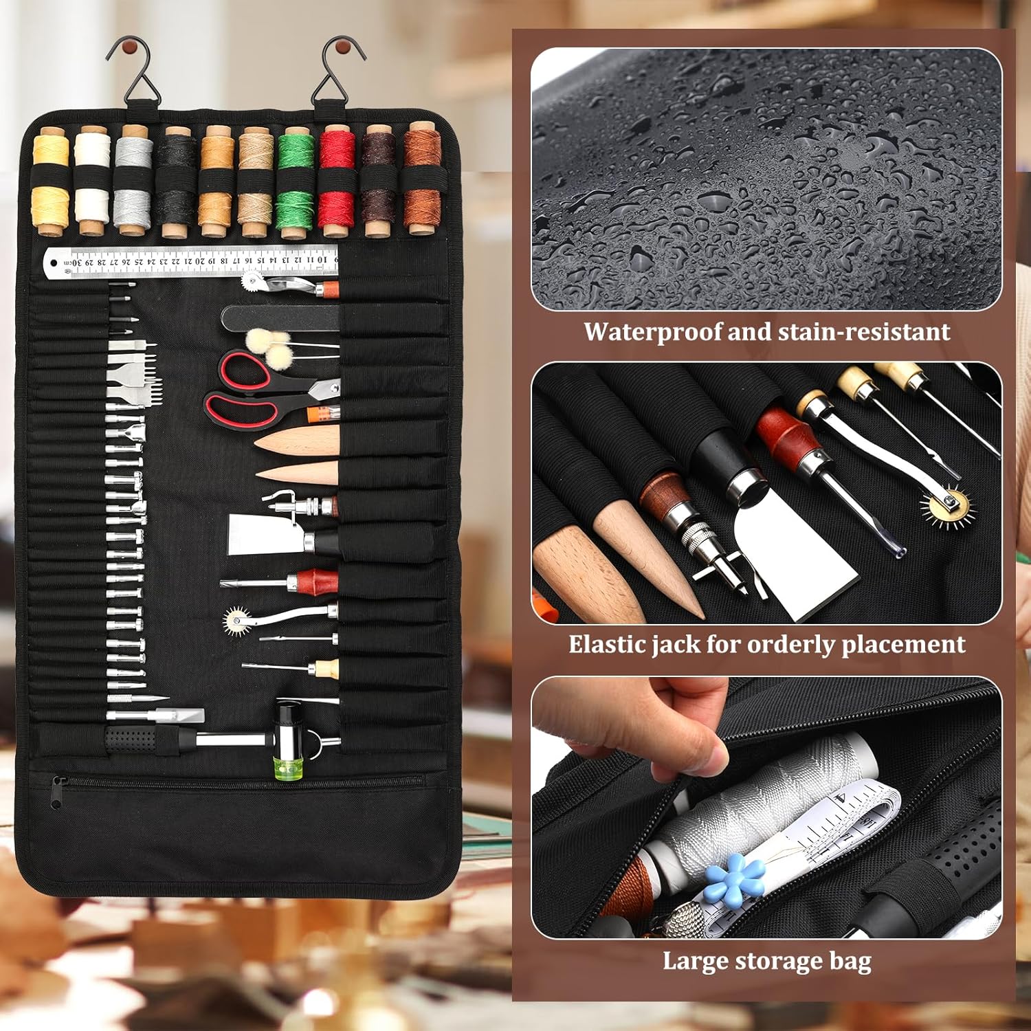 QMNNMA 102PC Leather Tool Kit with Storage Bag for Crafting 3 QMNNMA 102PC Leather Tool Kit with Storage Bag for Crafting - Image 3