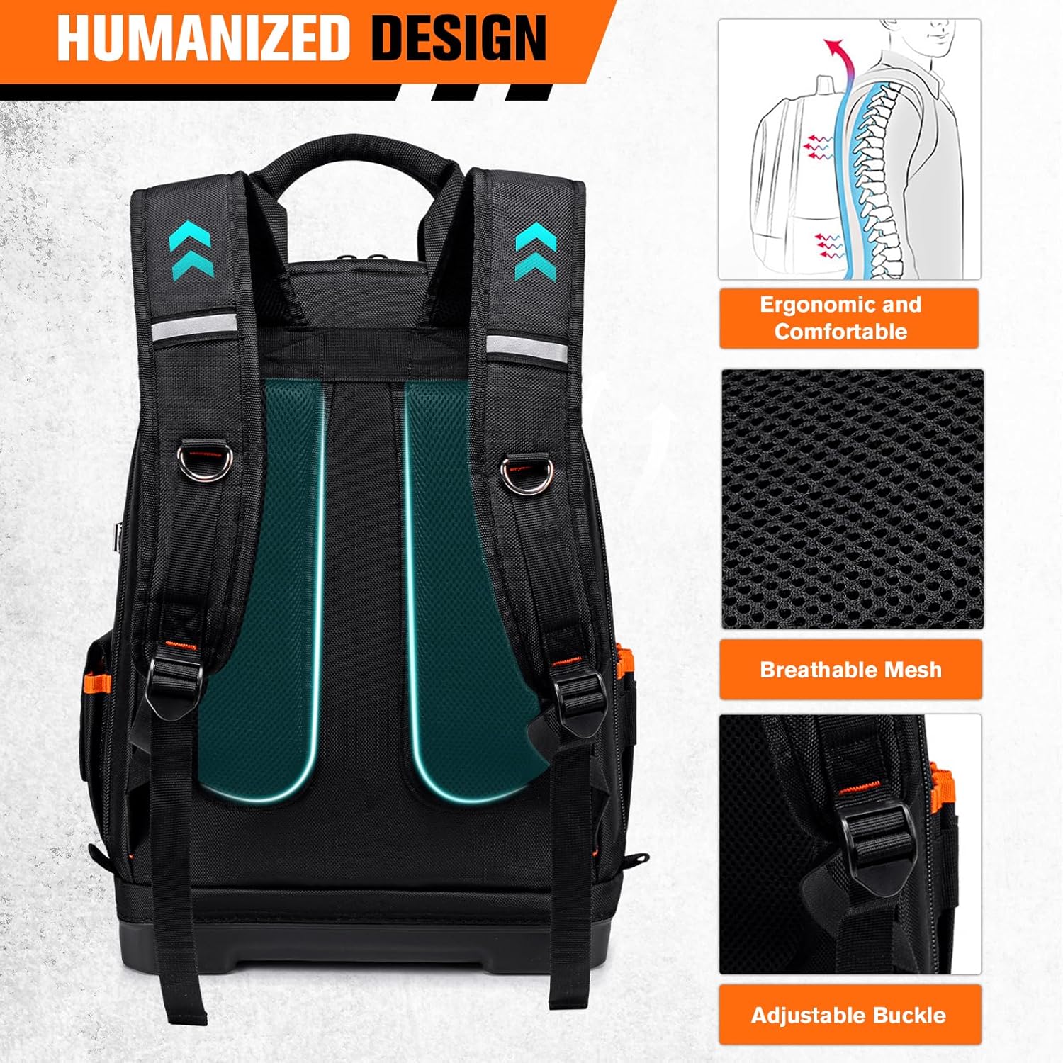 Heavy Duty 77-Pocket Tool Backpack Water-Resistant HVAC Electrician Bag 5 Heavy Duty 77-Pocket Tool Backpack Water-Resistant HVAC Electrician Bag - Image 5