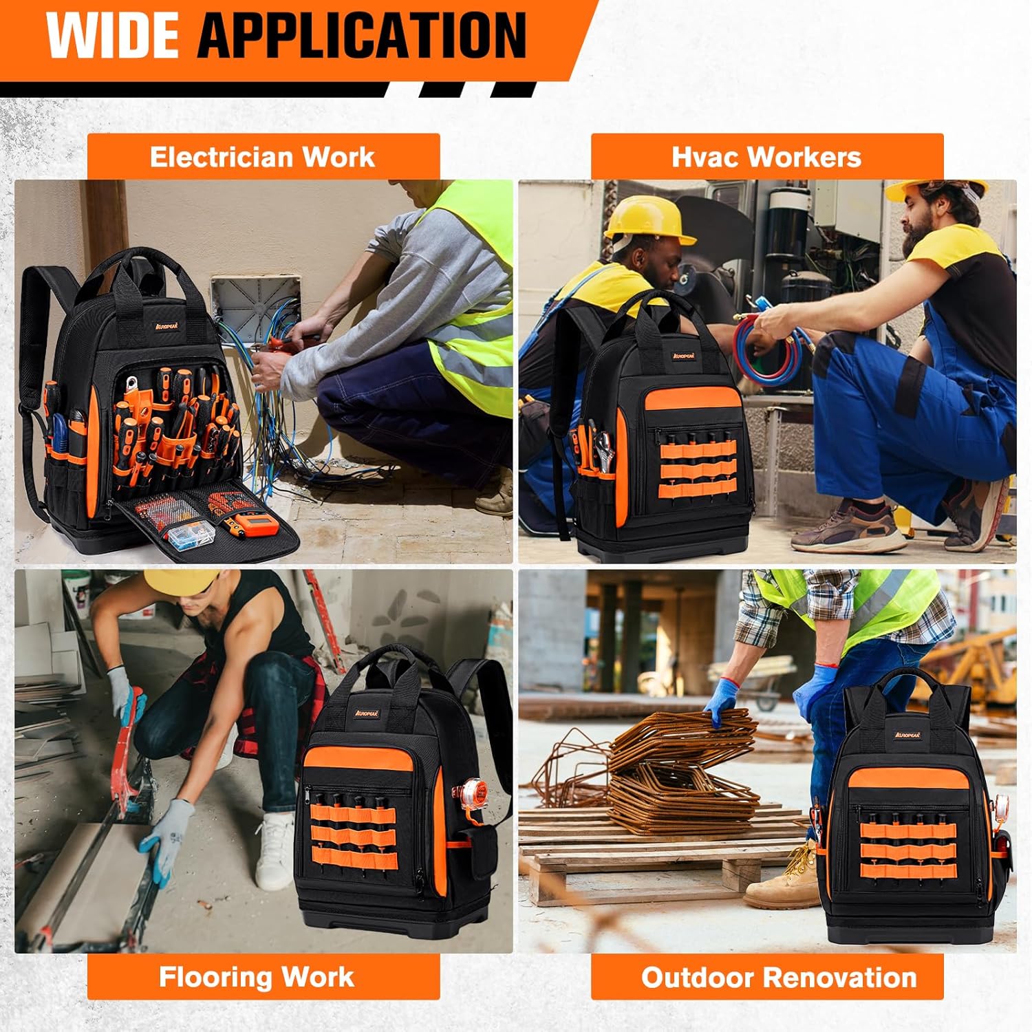 Heavy Duty 77-Pocket Tool Backpack Water-Resistant HVAC Electrician Bag 7 Heavy Duty 77-Pocket Tool Backpack Water-Resistant HVAC Electrician Bag - Image 7