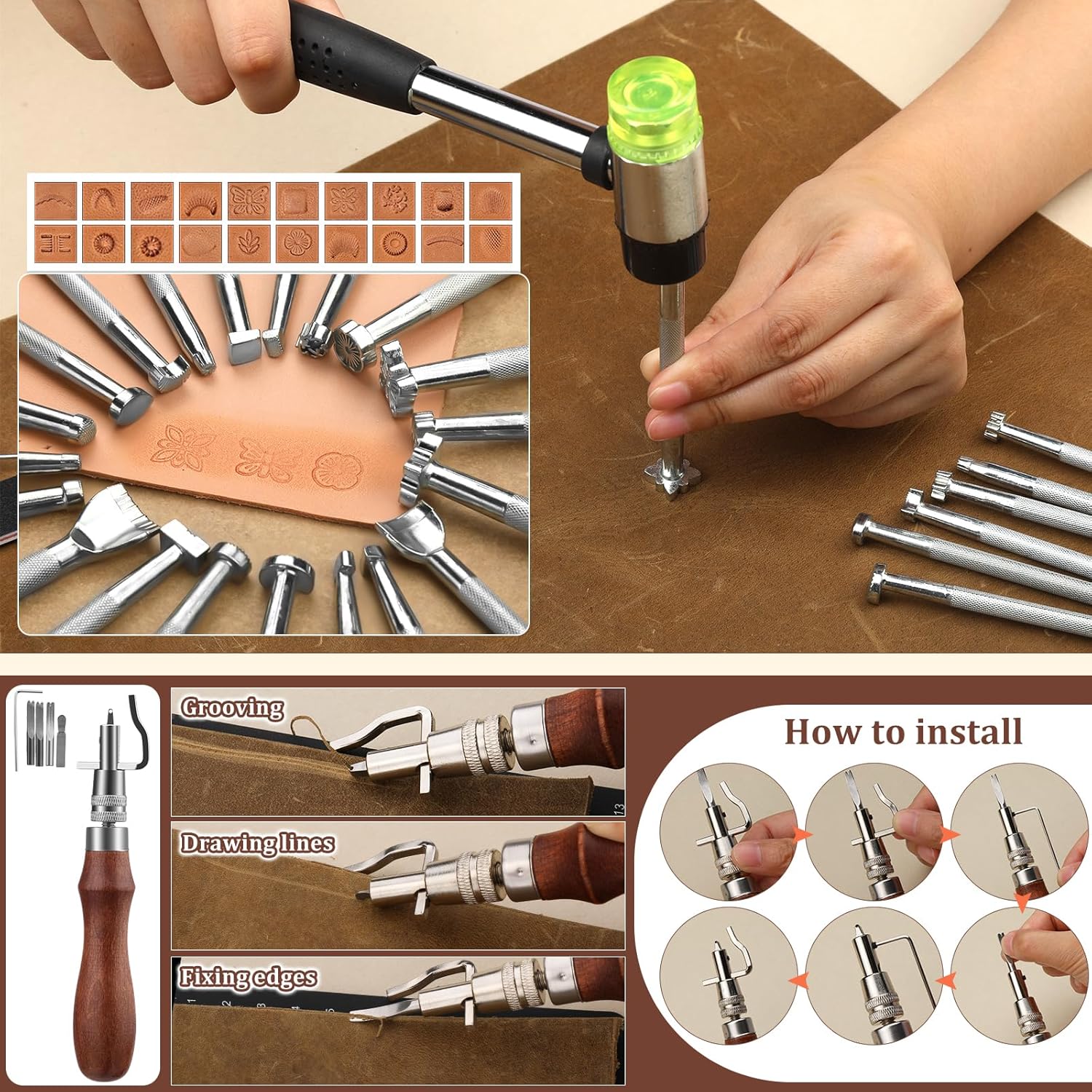 QMNNMA 102PC Leather Tool Kit with Storage Bag for Crafting 4 QMNNMA 102PC Leather Tool Kit with Storage Bag for Crafting - Image 4