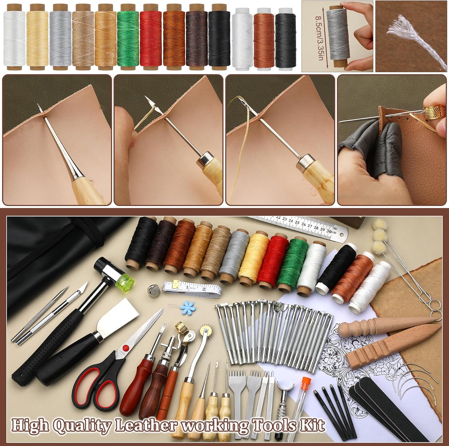 QMNNMA 102PC Leather Tool Kit with Storage Bag for Crafting 5 QMNNMA 102PC Leather Tool Kit with Storage Bag for Crafting - Image 5